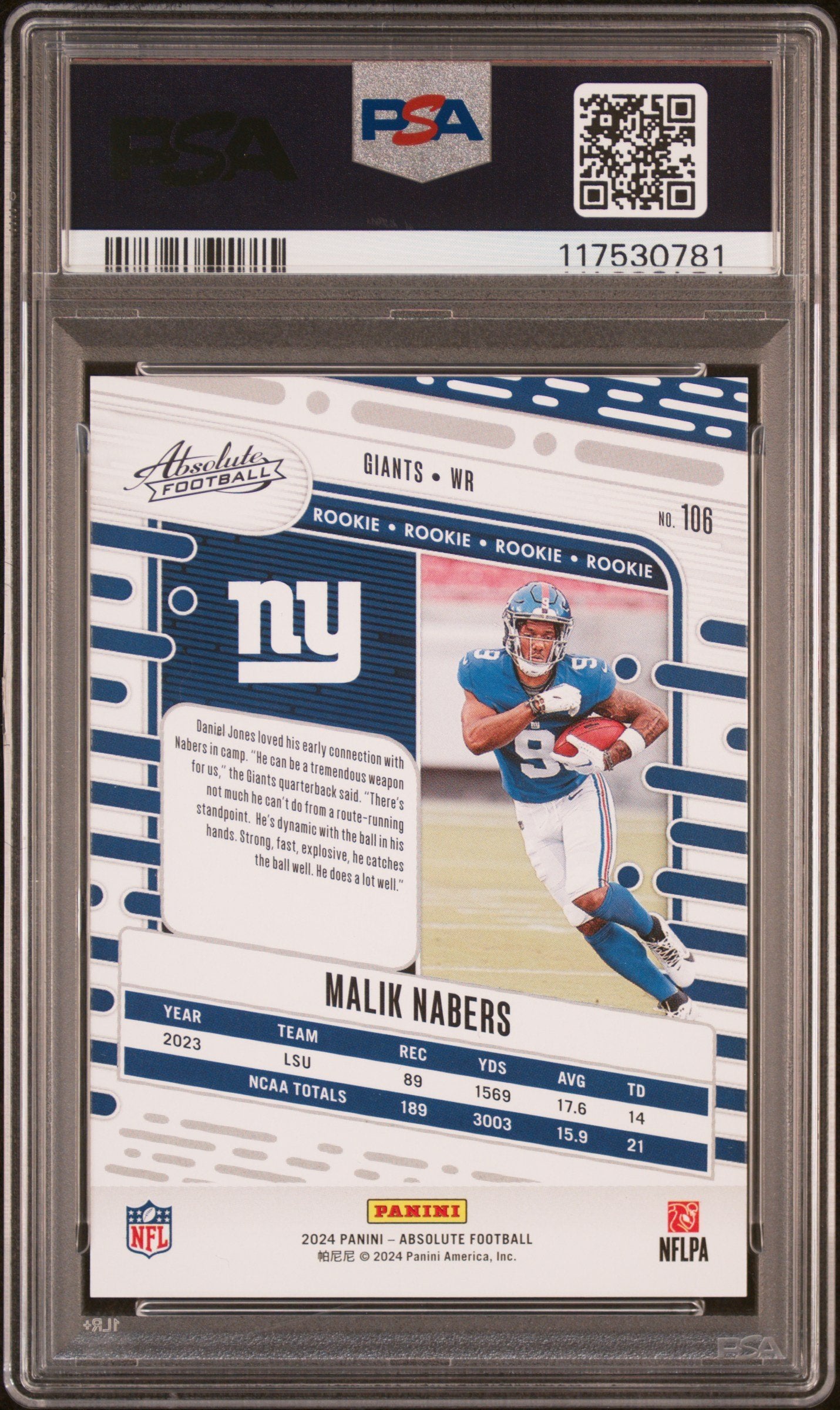 Graded 2024 Absolute Malik Nabers #106 Green Wave Card PSA 10 #106