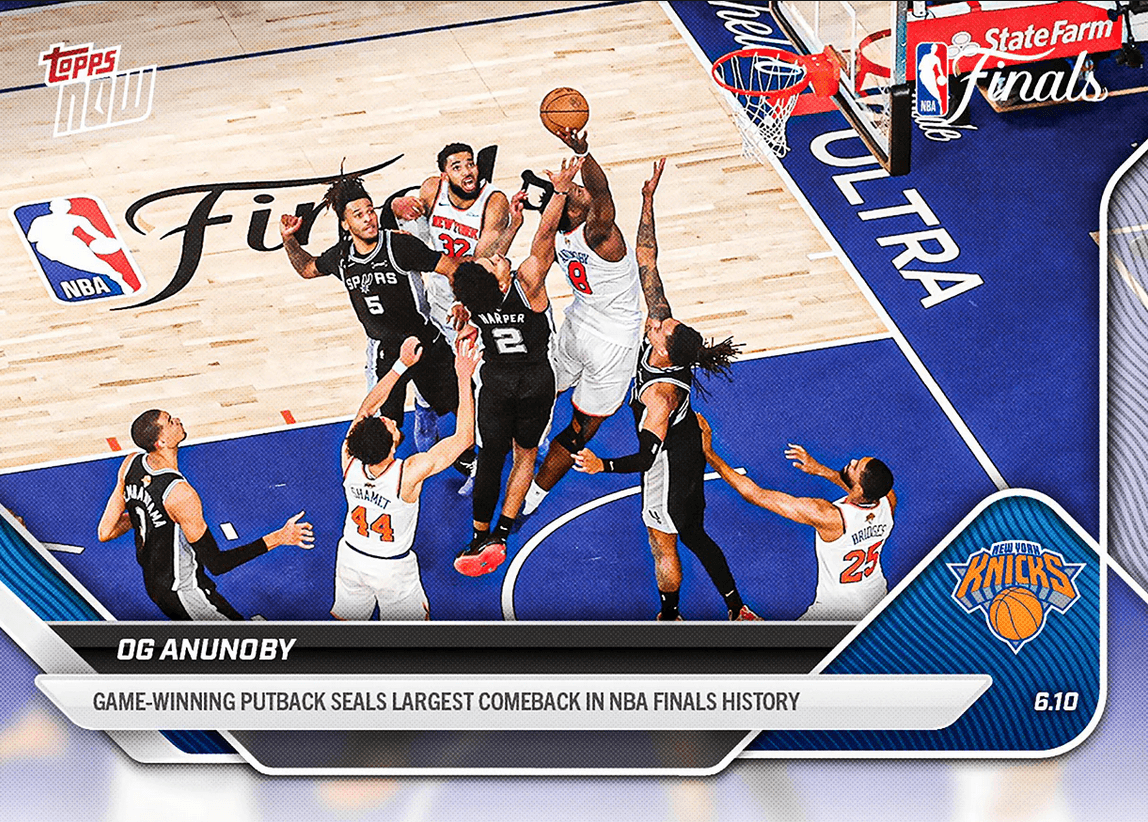 2025 Topps Now OG Anunoby #336 Game Winning Putback Seals Largest Comeback in NBA Finals History Basketball Card