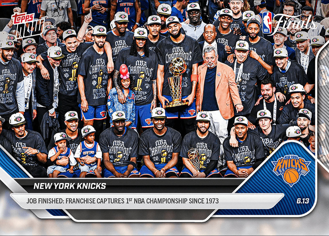 2025 Topps Now New York Knicks #341 Job Finished: Franchise Captures 1st NBA Championship Since 1973 Basketball Card