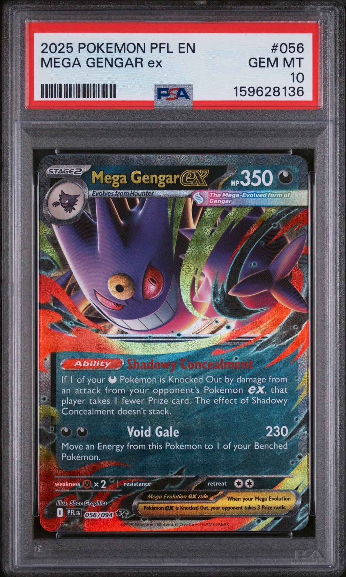 Graded 2025 Pokemon PFL EN Mega Gengar Ex #056 Trading Card Game PSA 10 Gem Mint
