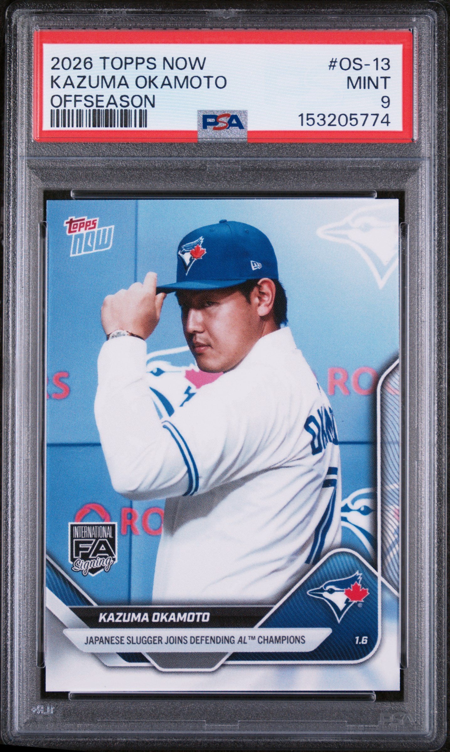 Graded 2025 Topps Now Kazuma Okamoto #OS-13 Rookie RC Baseball Card PSA 9 Mint