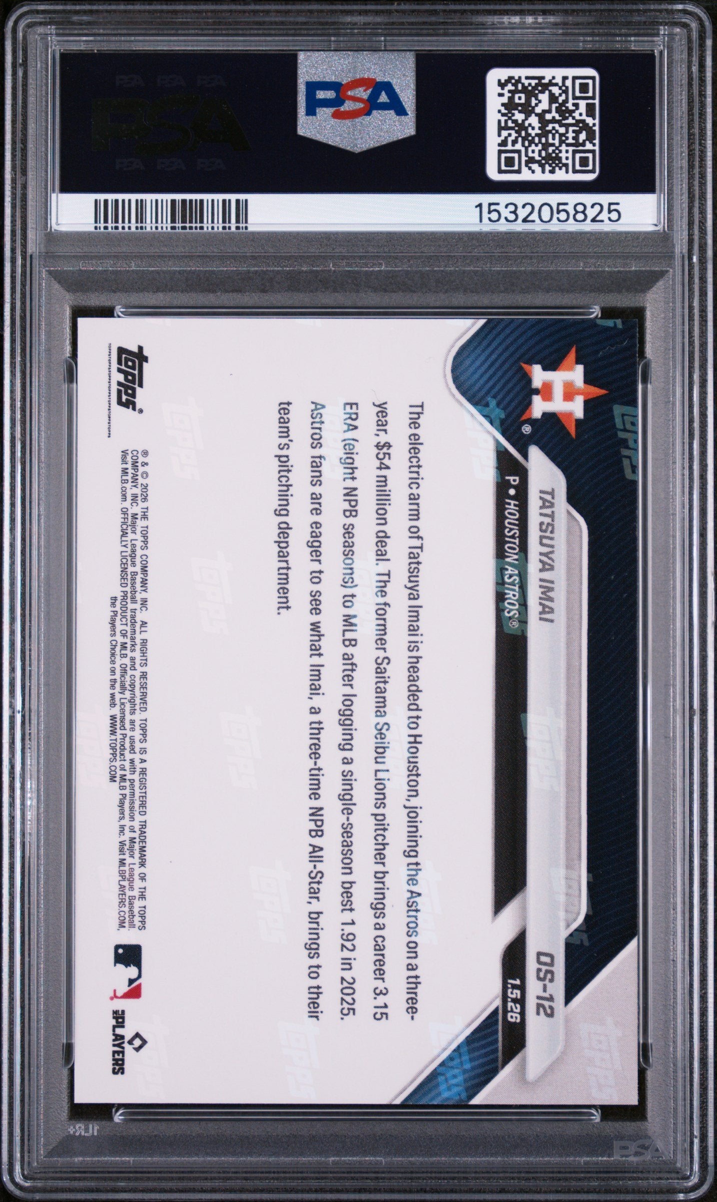 Graded 2025 Topps Now Tatsuya Imai #OS-12 Rookie RC Baseball Card PSA 9 Mint