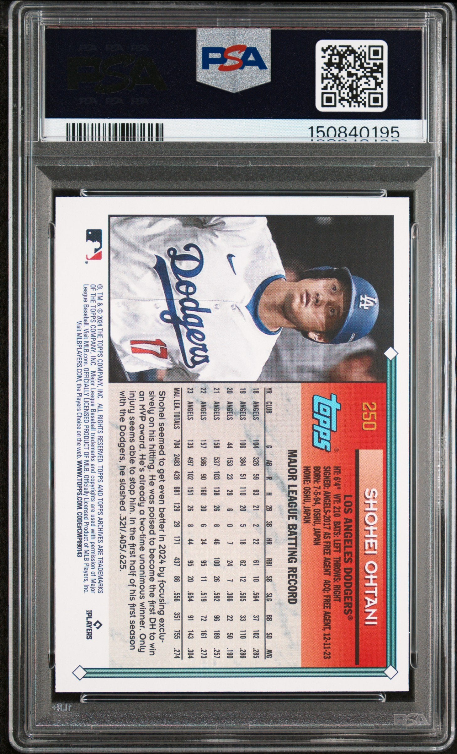 Graded 2024 Topps Archives Shohei Ohtani #250 Baseball Card PSA 9 Mint