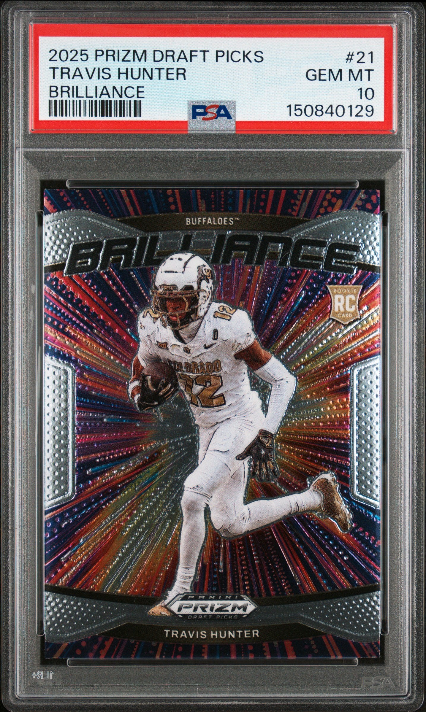Graded 2025 Panini Prizm Draft Picks Travis Hunter #21 Brilliance Rookie RC Football Card PSA 10 Gem Mint