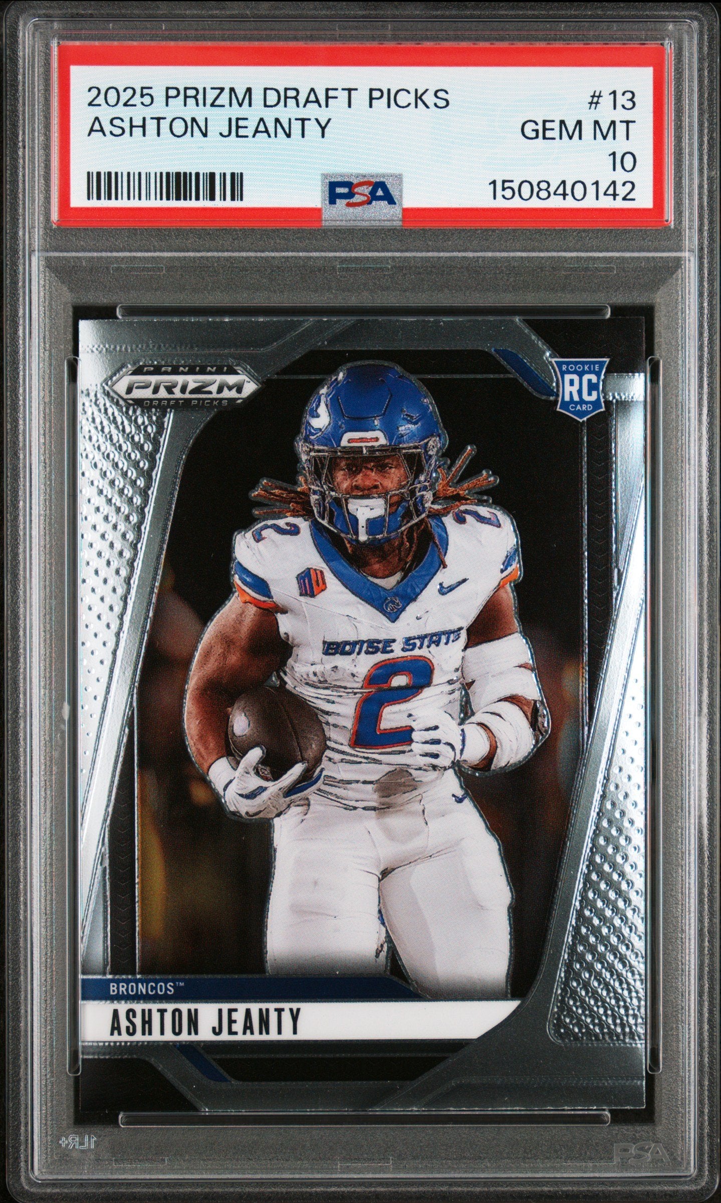 Graded 2025 Panini Prizm Draft Picks Ashton Jeanty #13 Rookie RC Football Card PSA 10 Gem Mint