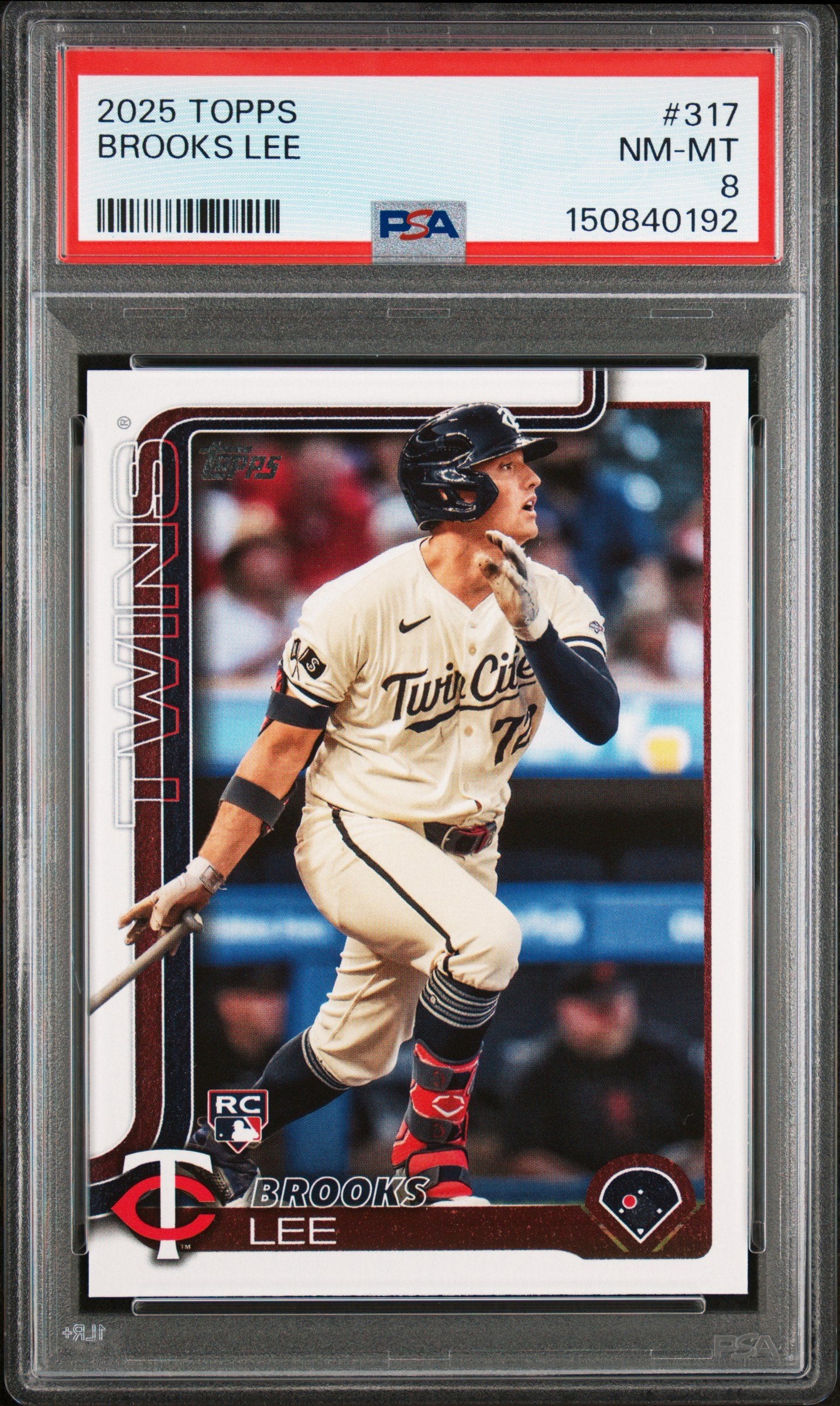 Graded 2025 Topps Brooks Lee #317 Rookie RC Baseball Card PSA 8 Near Mint