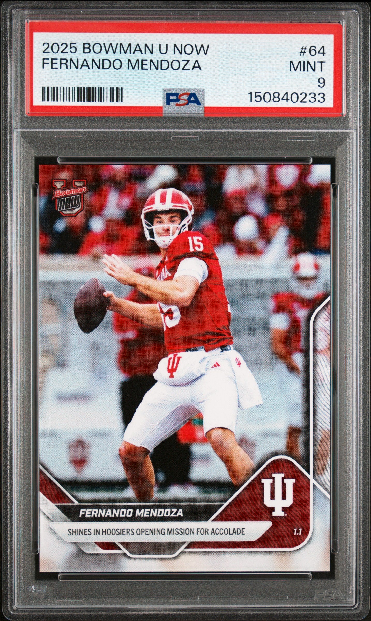 Graded 2025 Topps Bowman U Now Fernando Mendoza #64 Rookie RC Football Card PSA 9 Mint