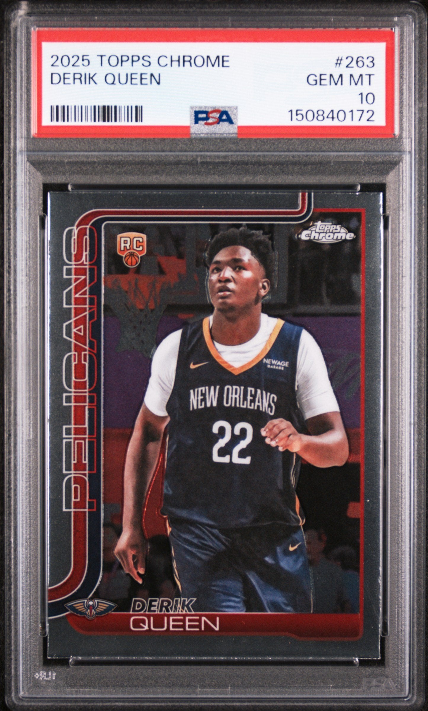 Graded 2025 Topps Chrome Derik Queen #263 Rookie RC Basketball Card PSA 10 Gem Mint
