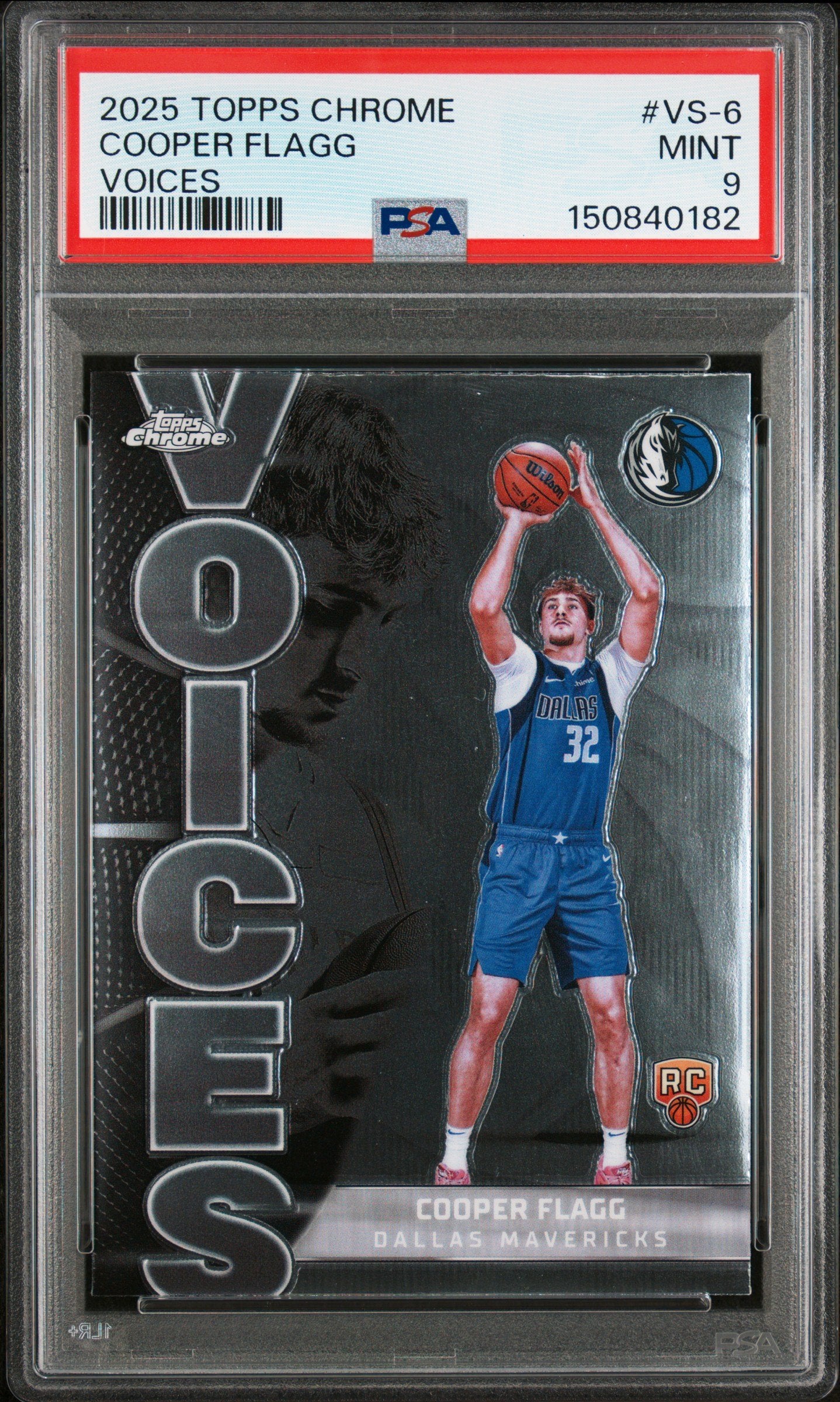 Graded 2025 Topps Chrome Cooper Flagg #VS6 Voices Rookie RC Basketball Card PSA 9 Mint