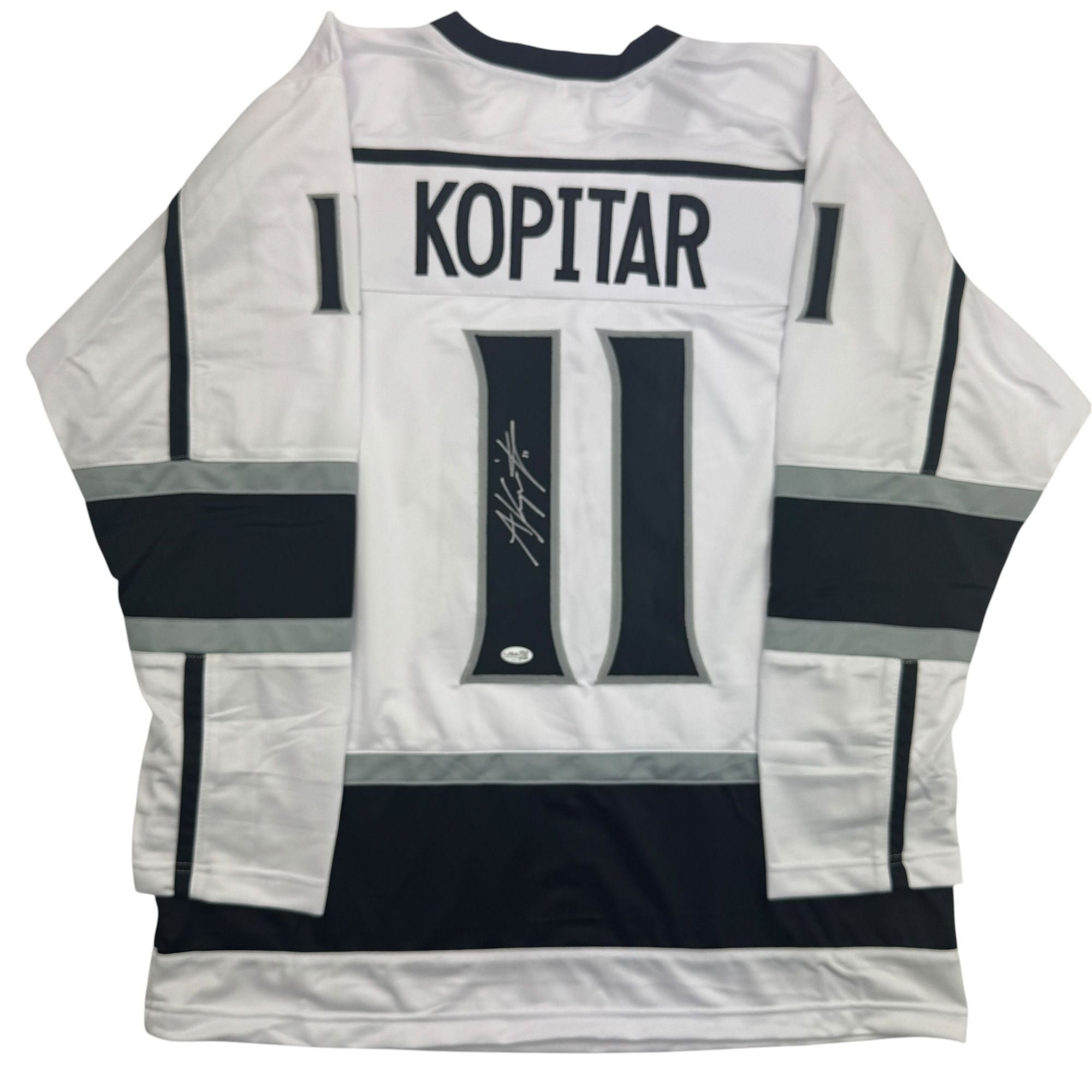 Autographed/Signed Anze Kopitar Los Angeles White Hockey Jersey JSA COA