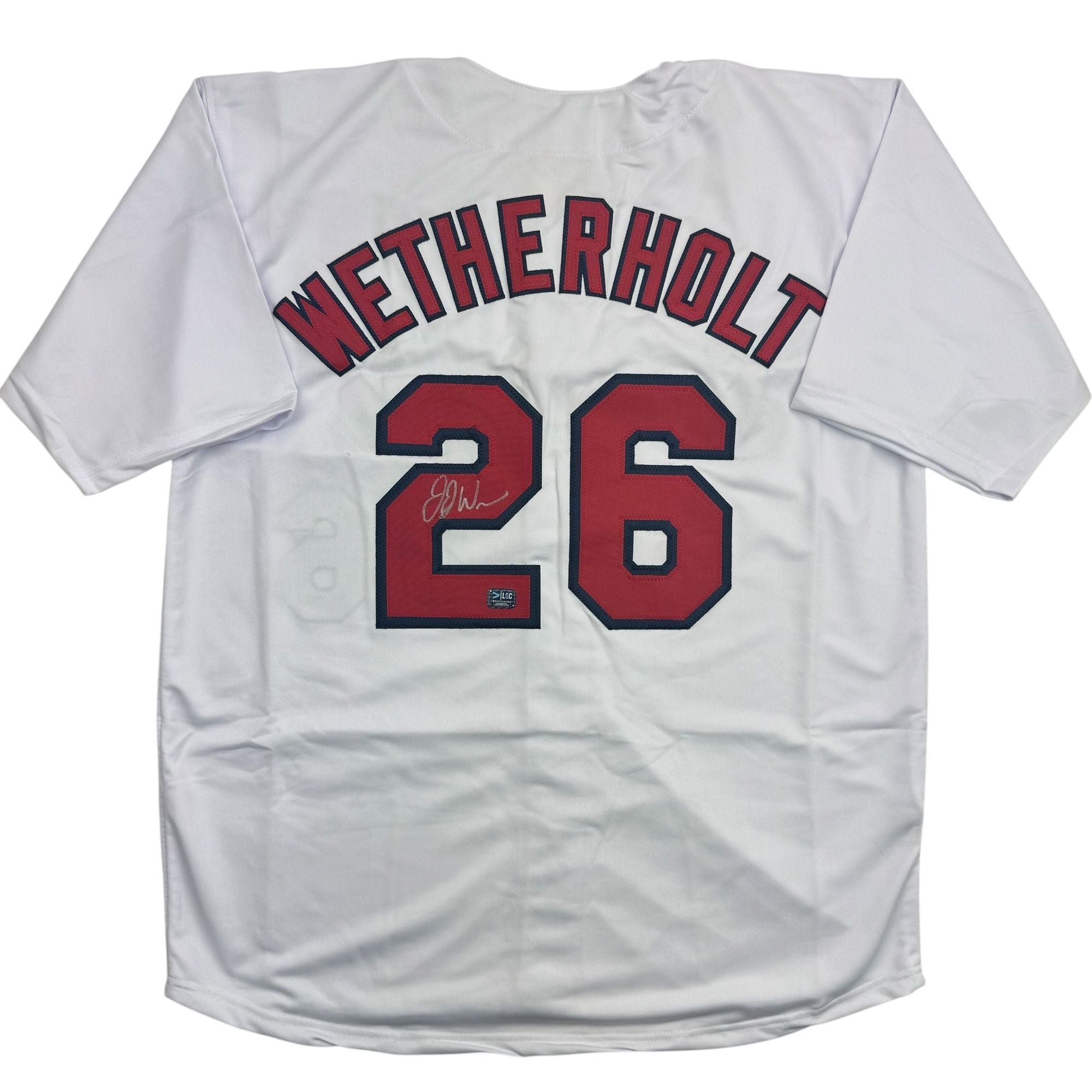 Autographed/Signed J.J. JJ Wetherholt St. Louis White Baseball Jersey LCG Prova COA