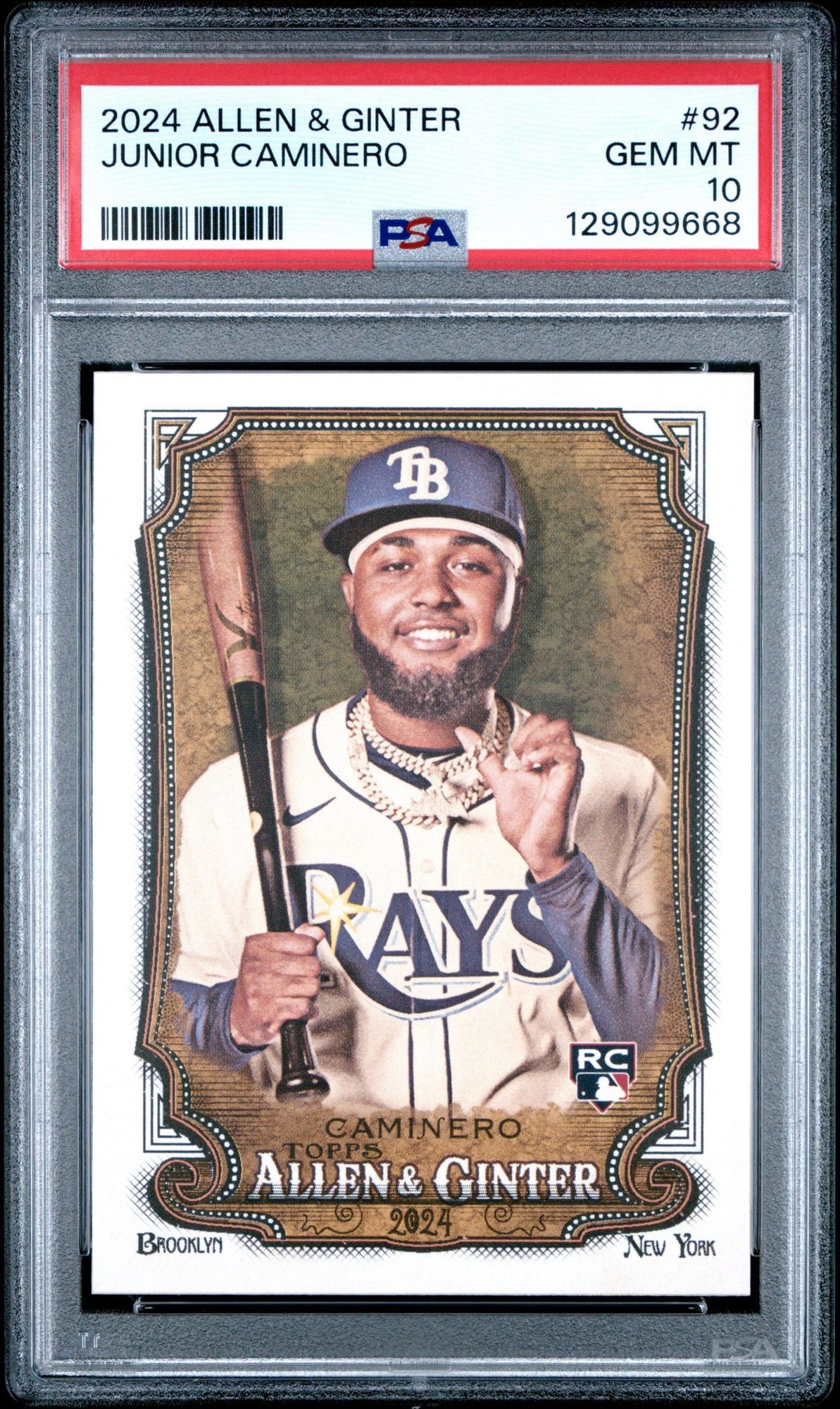 Graded 2024 Topps Allen & Ginter Junior Caminero #92 Rookie RC Baseball Card PSA 10 Gem Mint
