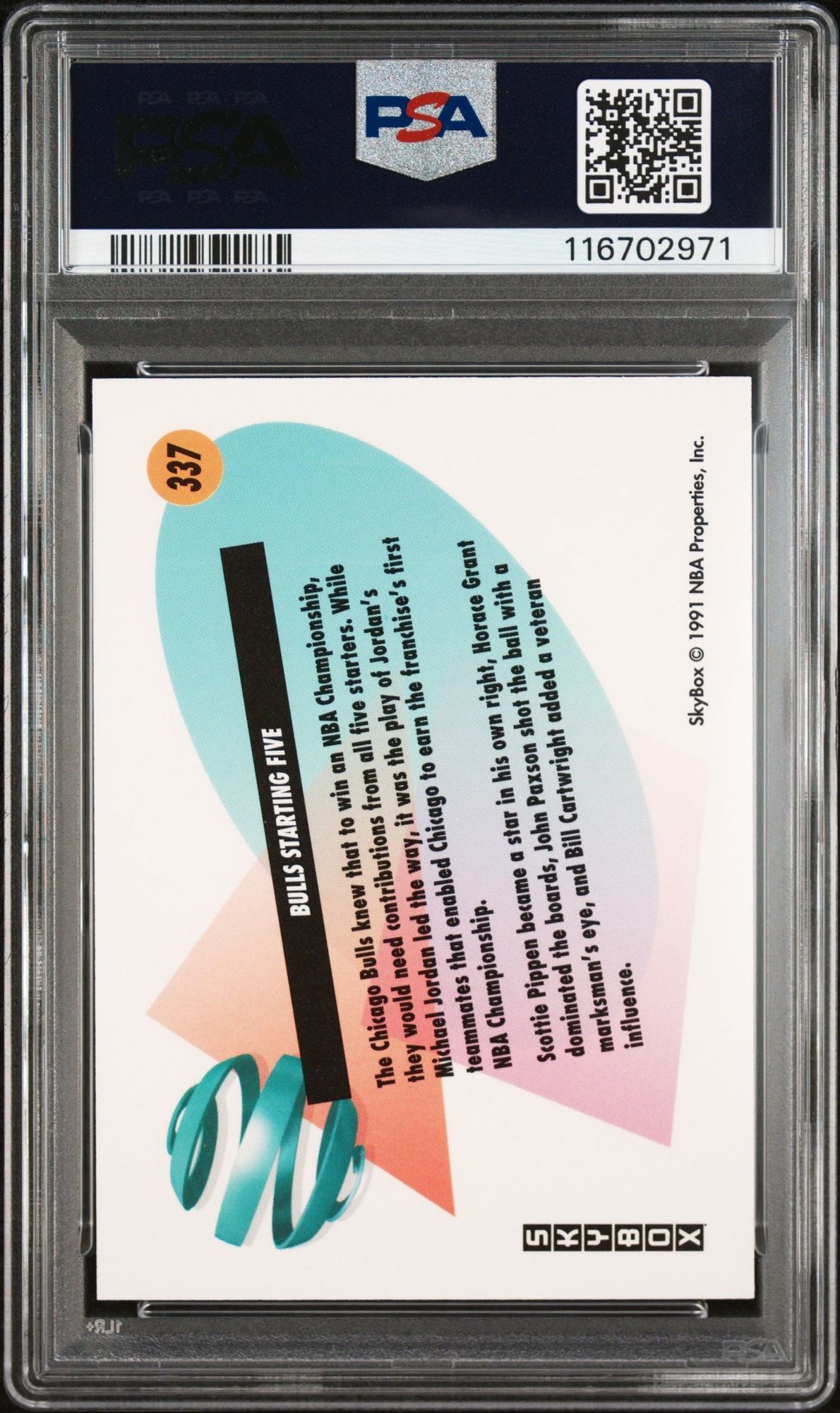 Graded 1991 Skybox Michael Jordan #337 Bulls Starting Five Basketball Card PSA 10 Gem Mint