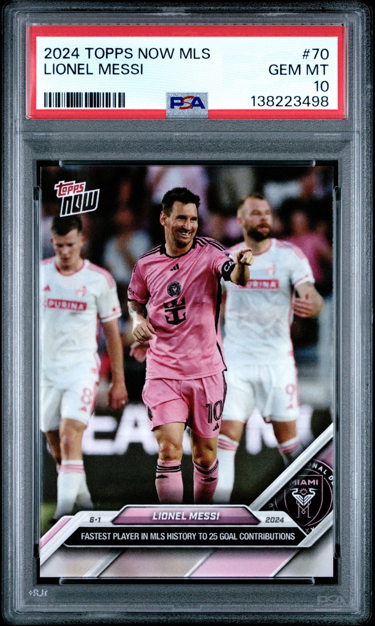 Graded 2024 Topps Now MLS Lionel Messi #70 Soccer Card PSA 10 Gem Mint