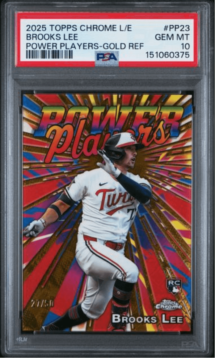 Graded 2025 Topps Chrome Logofractor Edition Brooks Lee #PP22 Power Players Gold Refractor /50 Rookie RC Baseball Card PSA 10 Gem Mint