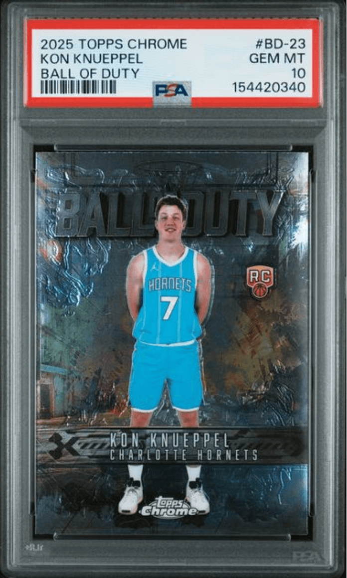 Graded 2025 Topps Chrome Kon Knueppel #BD23 Ball of Duty Rookie RC Basketball Card PSA 10 Gem Mint