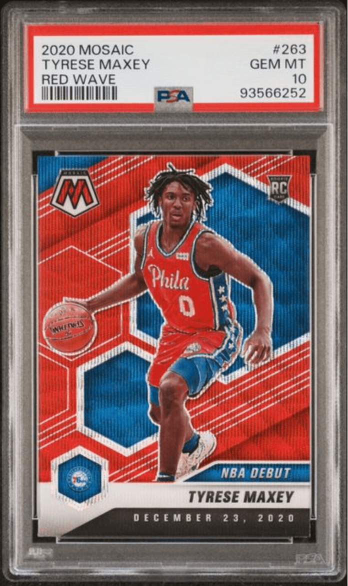Graded 2020 Panini Mosaic Tyrese Maxey #263 Red Wave Rookie RC Basketball Card PSA 10 Gem Mint