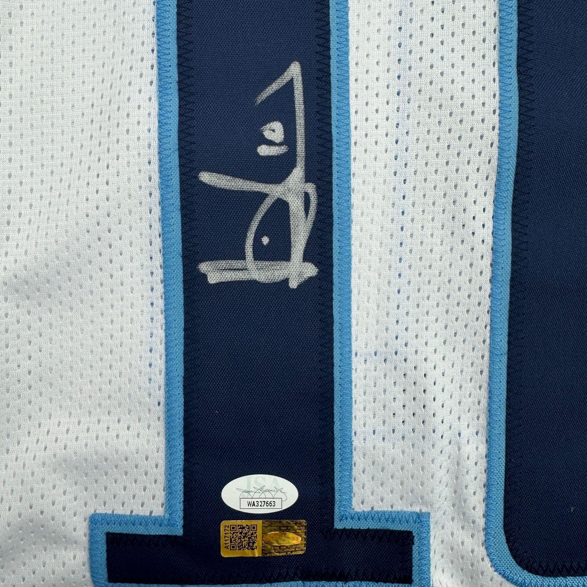 Autographed/Signed Vince Young Tennessee White Football Jersey JSA COA