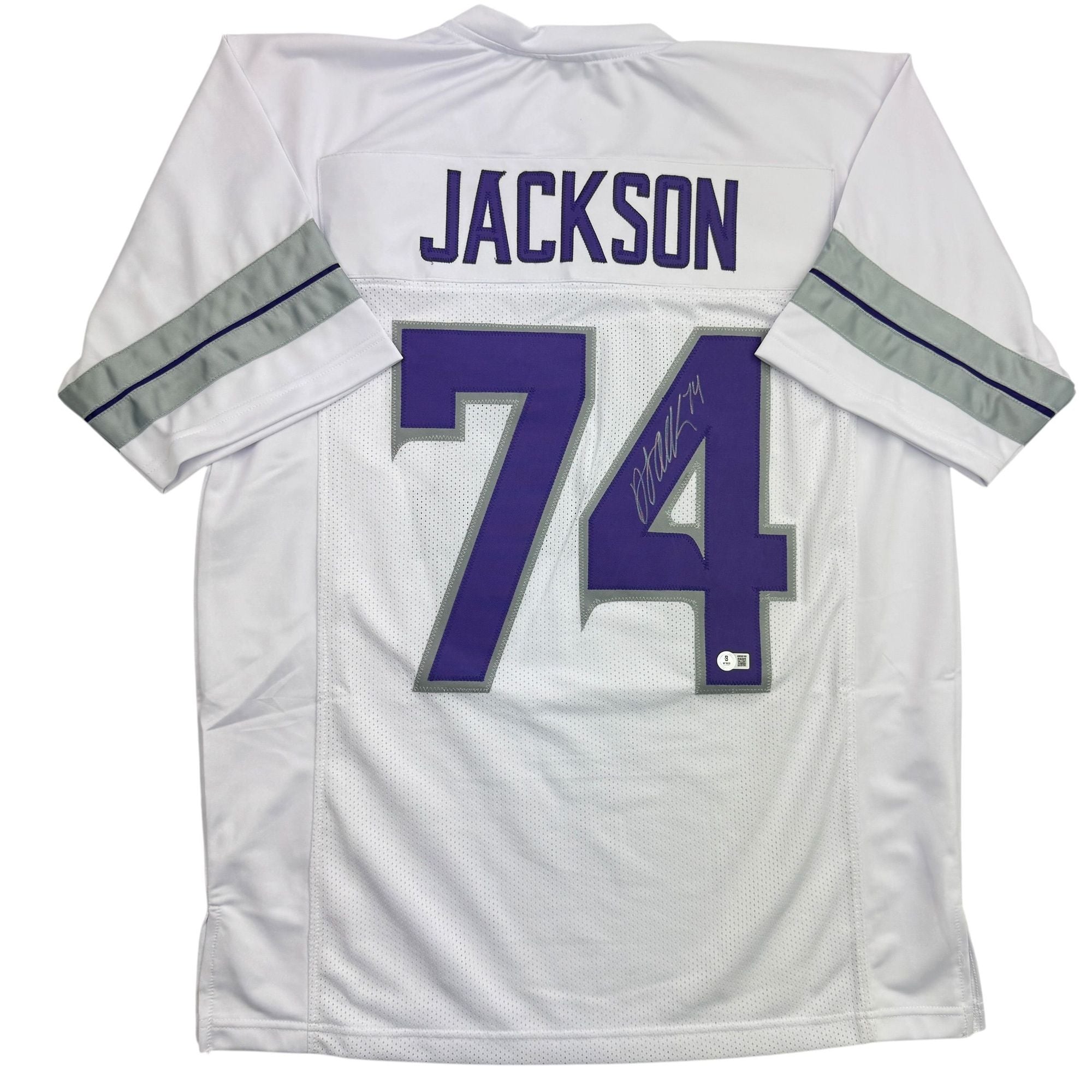 Autographed/Signed Donovan Jackson Minnesota White Alternate Football Jersey Beckett BAS COA