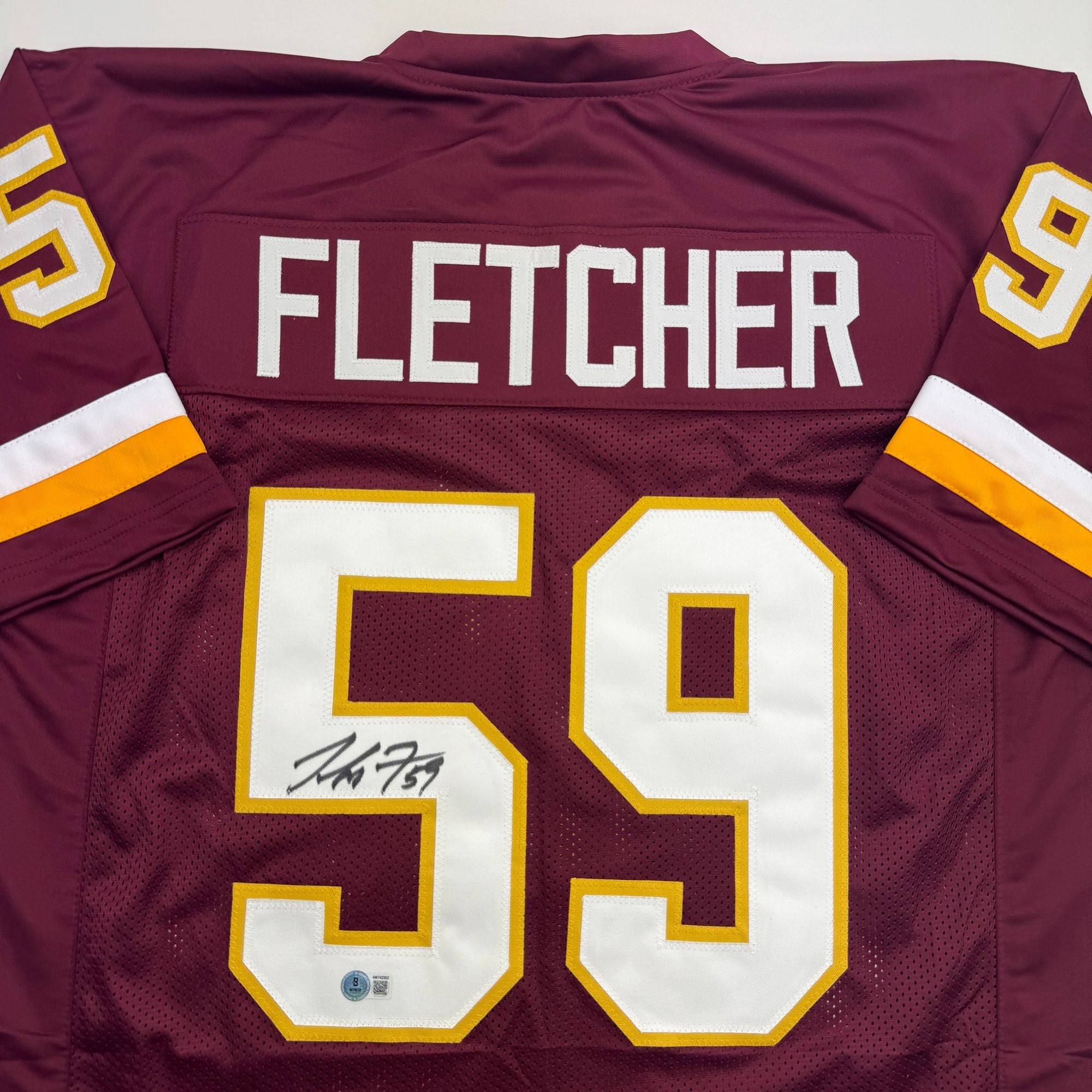 Autographed/Signed London Fletcher Washington Maroon Football Jersey Beckett BAS COA