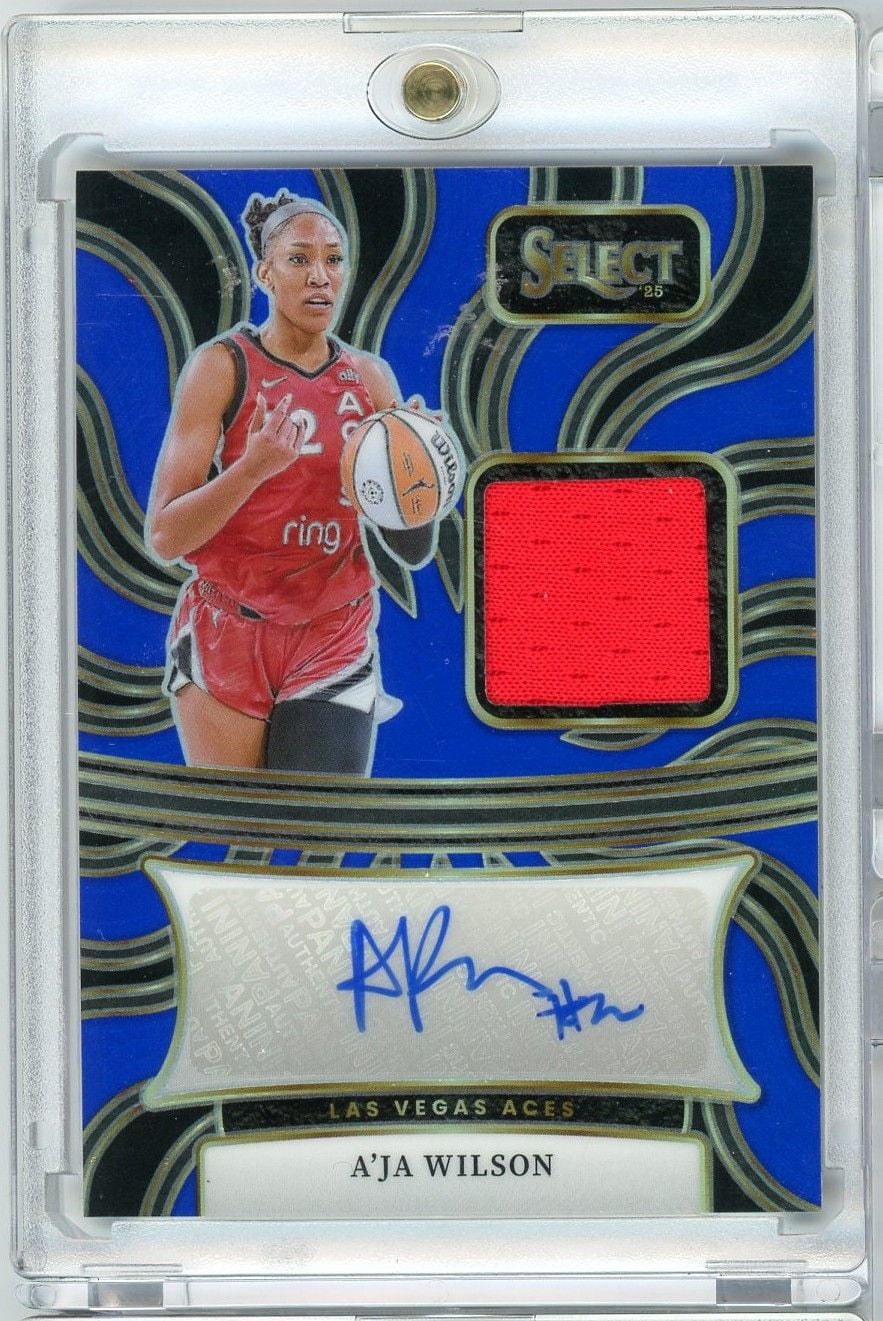2025 Panini Select WNBA A'Ja Wilson #AM-AW Blue Auto Relic 49/49 Basketball Card