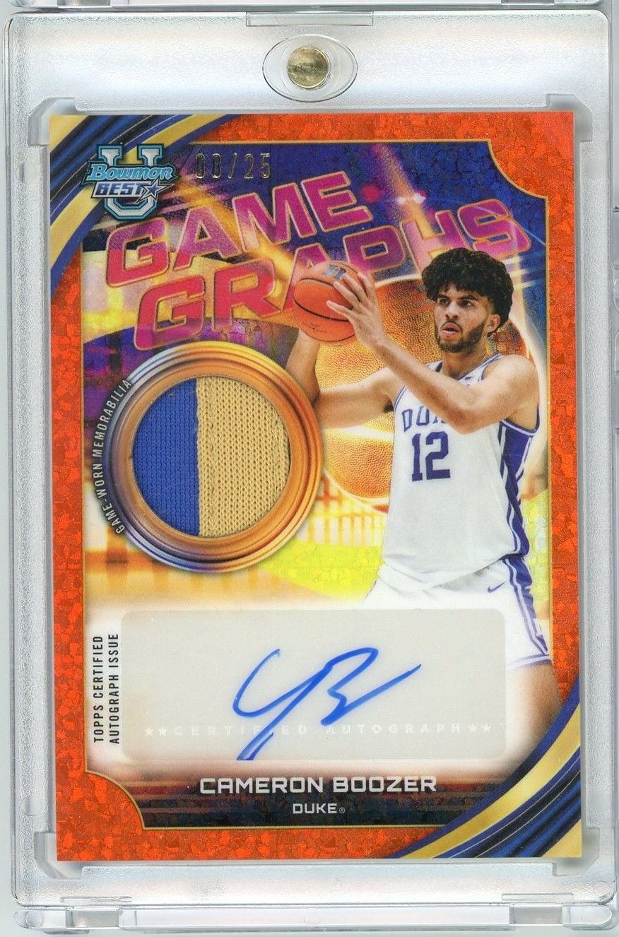 2025-26 Bowman U Best Cameron Boozer #GG-CB Game Graphs Orange Relic Auto /25 Rookie RC Basketball Card