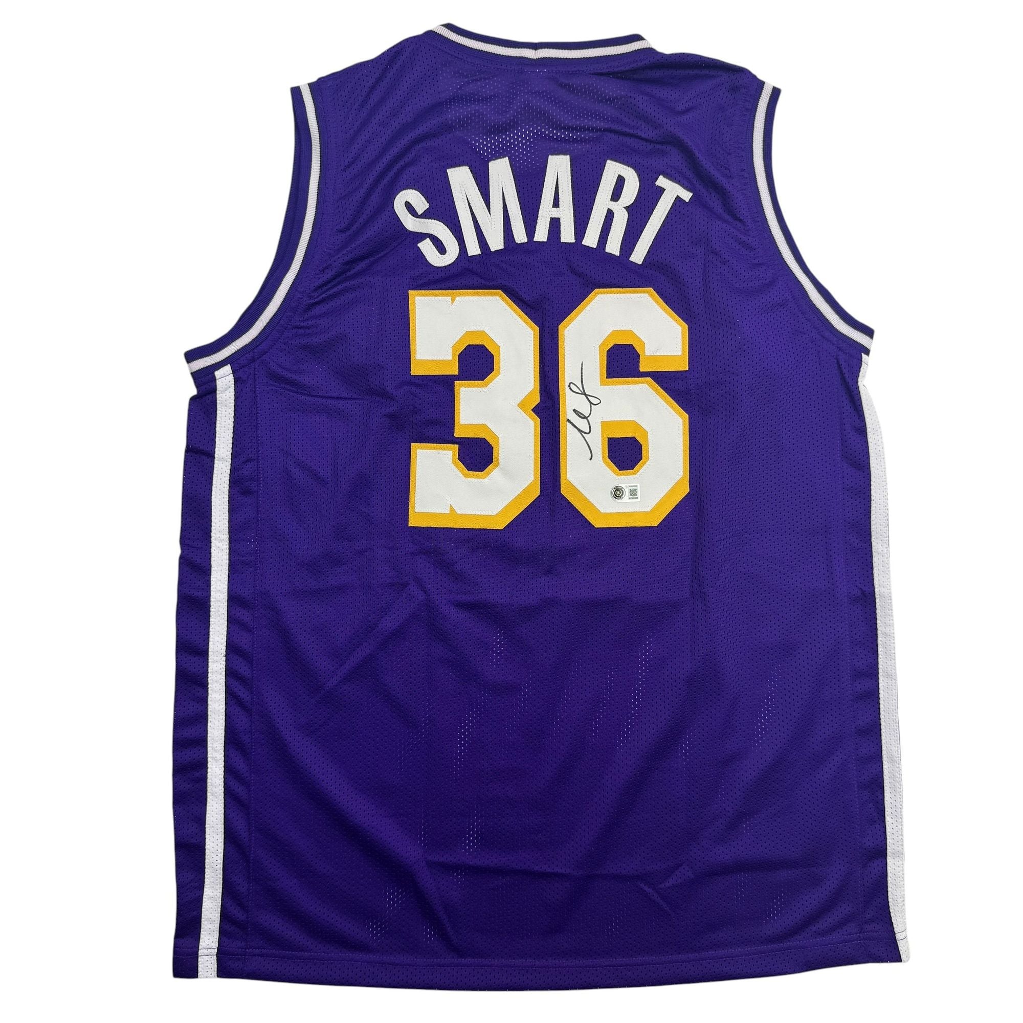 Autographed/Signed Marcus Smart Los Angeles Purple Basketball Jersey Beckett BAS COA