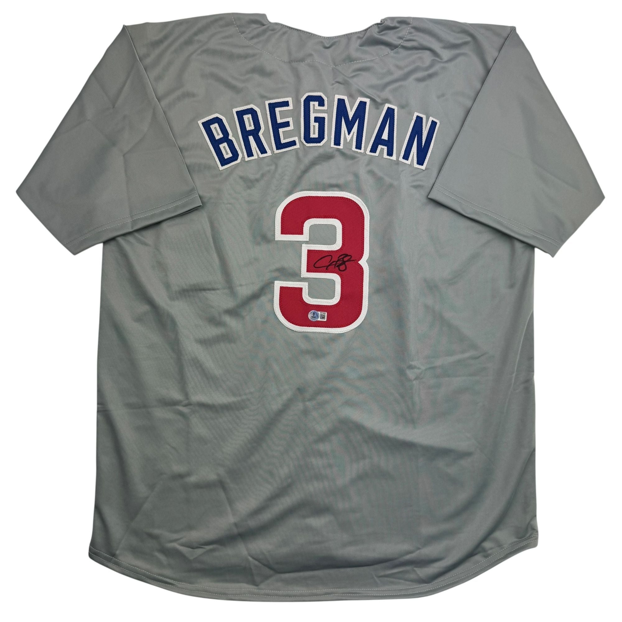 Autographed/Signed Alex Bregman Chicago Grey Baseball Jersey Beckett BAS COA