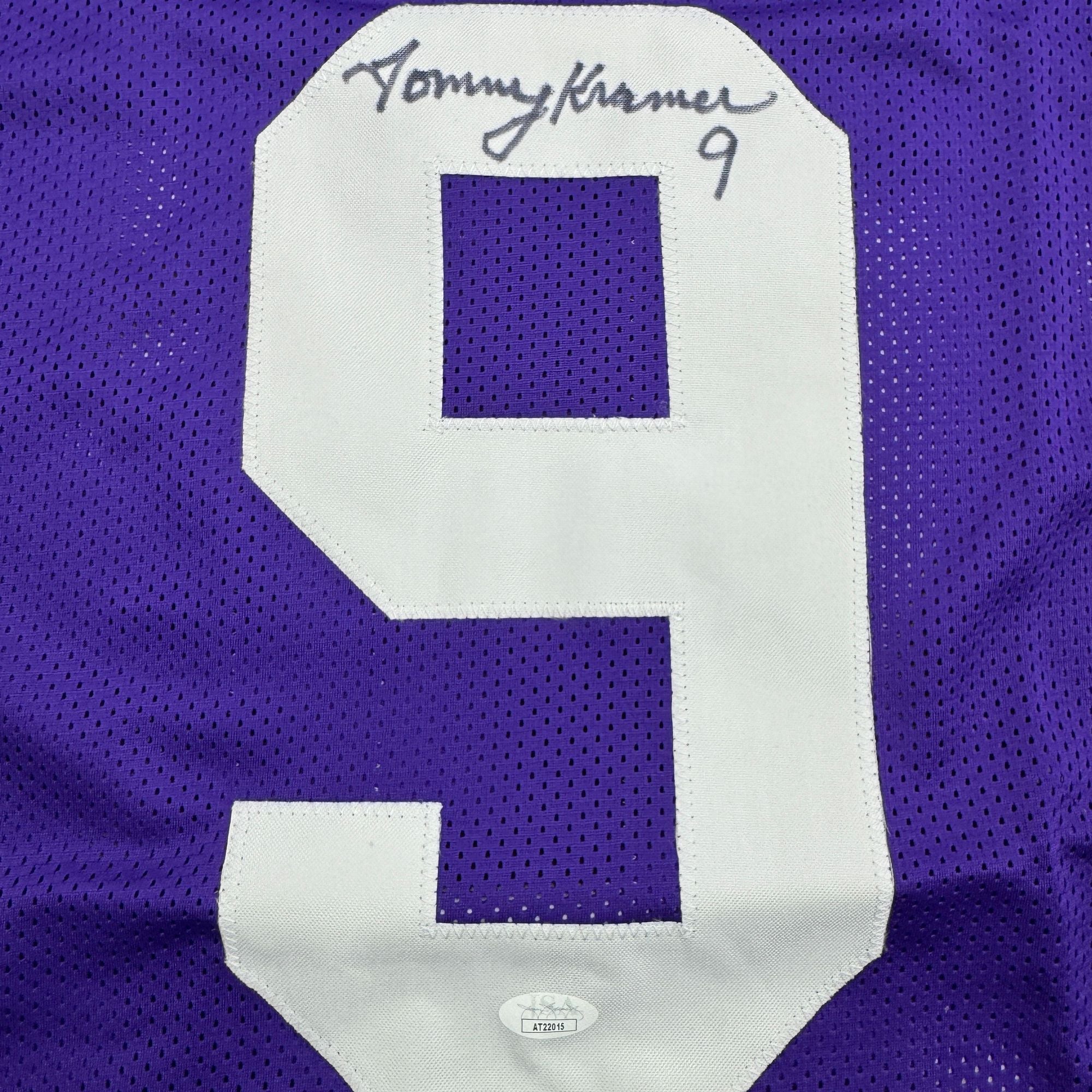 Autographed/Signed Tommy Kramer Minnesota Purple Football Jersey JSA COA