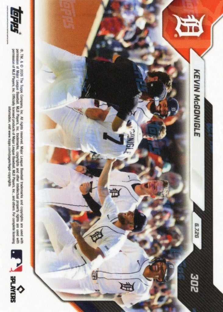 2026 Topps Now Kevin McGonigle #302 Gold Foil /50 1st MLB Walk Off Hit Seals Series Win Vs Seattle Detroit Tigers Rookie RC Baseball Card
