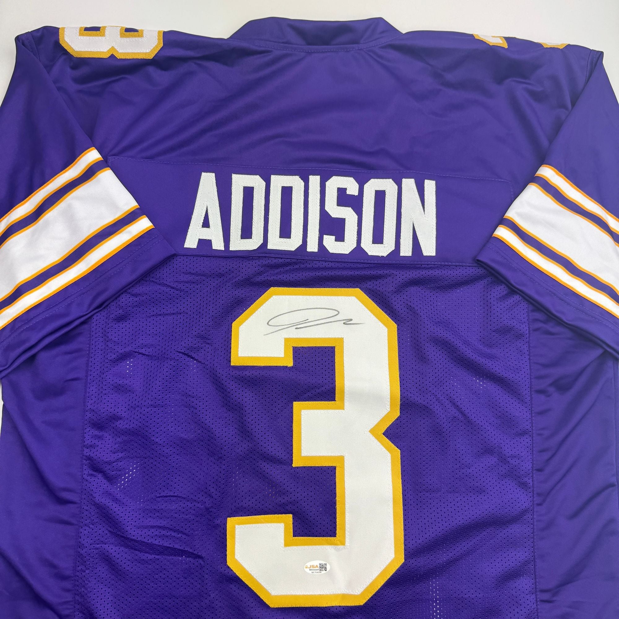 Autographed/Signed Jordan Addison Minnesota Purple Alternate Football Jersey JSA COA