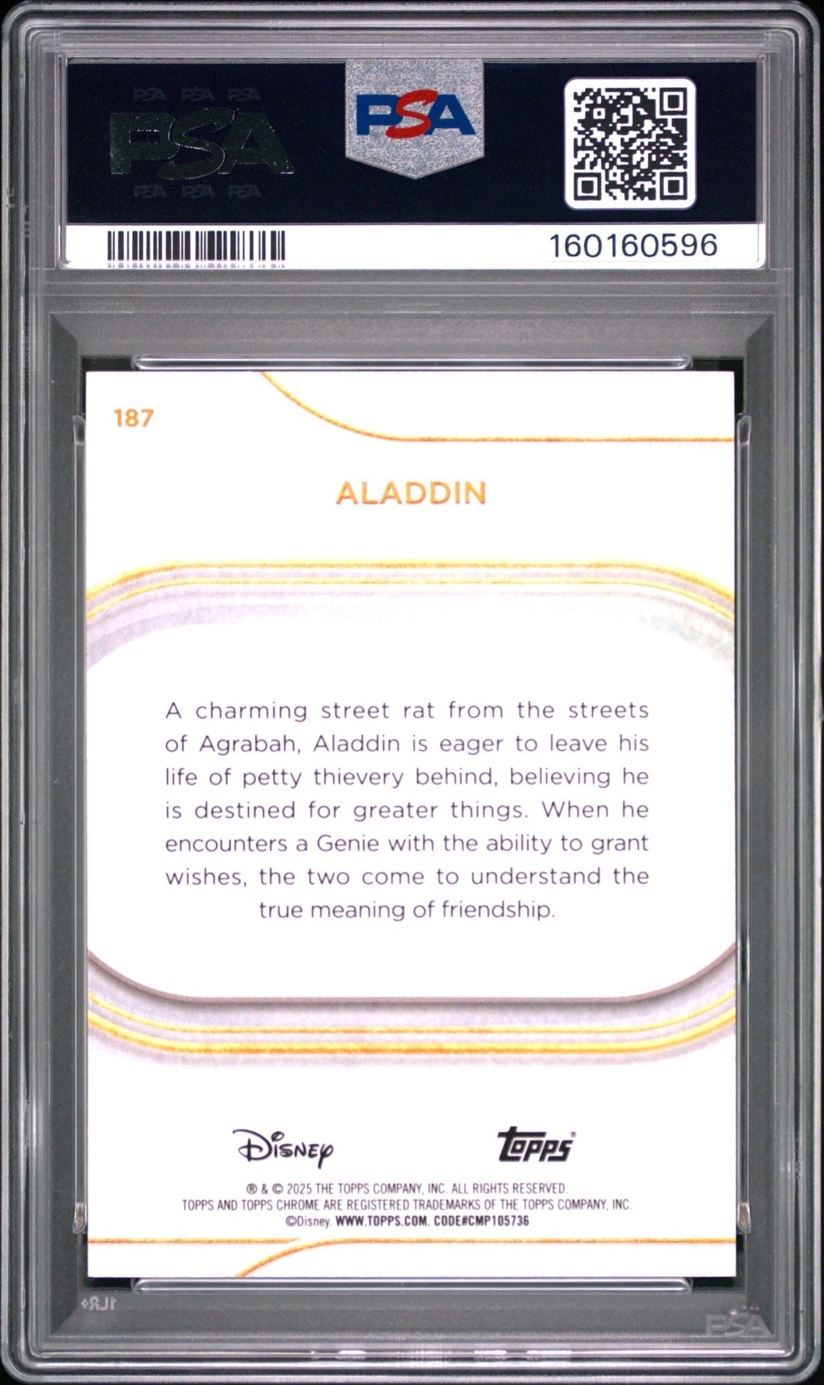 Graded 2025 Topps Chrome Disney Aladdin #187 Mickey Mouse B&W Shimmer /101 Trading Card PSA 10 Gem Mint