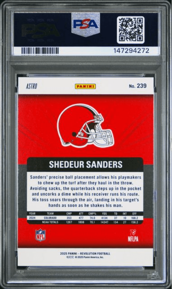 Graded 2025 Panini Revolution Shedeur Sanders #239 Red Astro Rookie RC Football Card PSA 10 Gem Mint