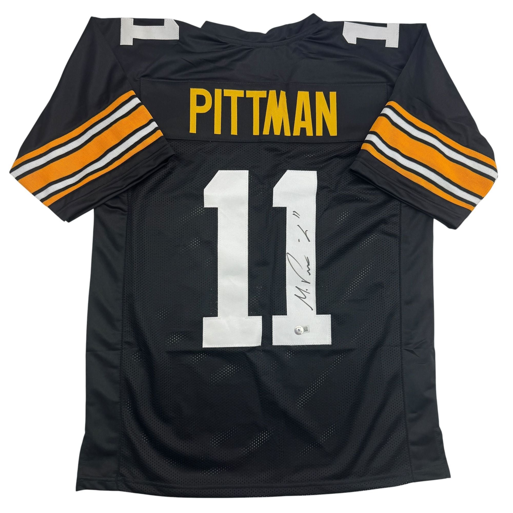 Autographed/Signed Michael Pittman Jr. Pittsburgh Black Football Jersey Beckett BAS COA