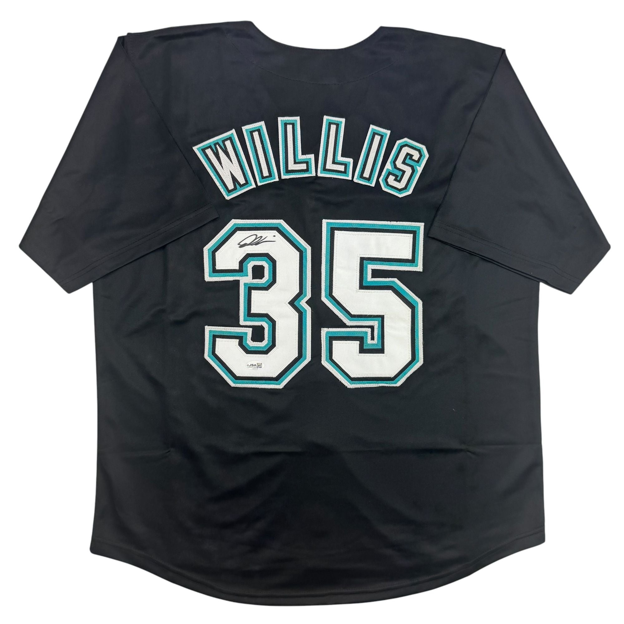 Autographed/Signed Dontrelle Willis Florida Black Baseball Jersey JSA COA