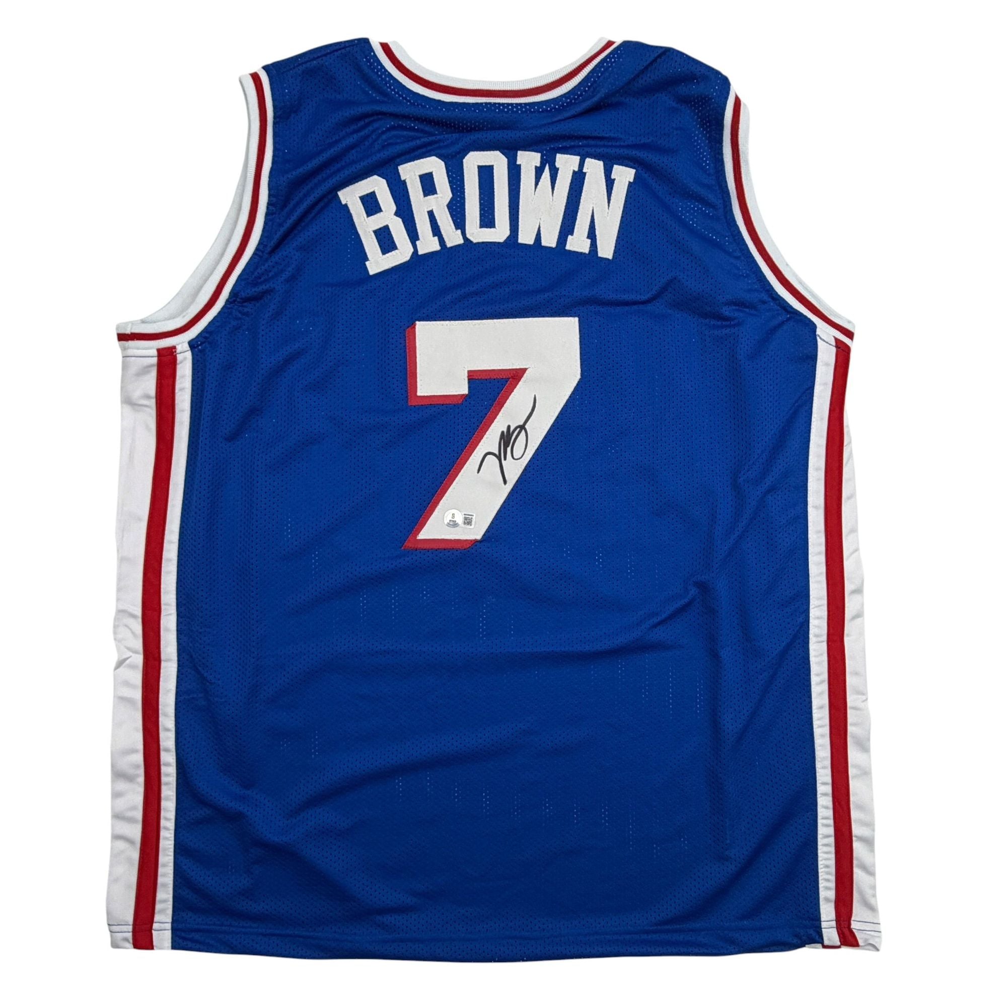 Autographed/Signed Jaylen Brown Philadelphia 76ers Blue Basketball Jersey Beckett BAS COA