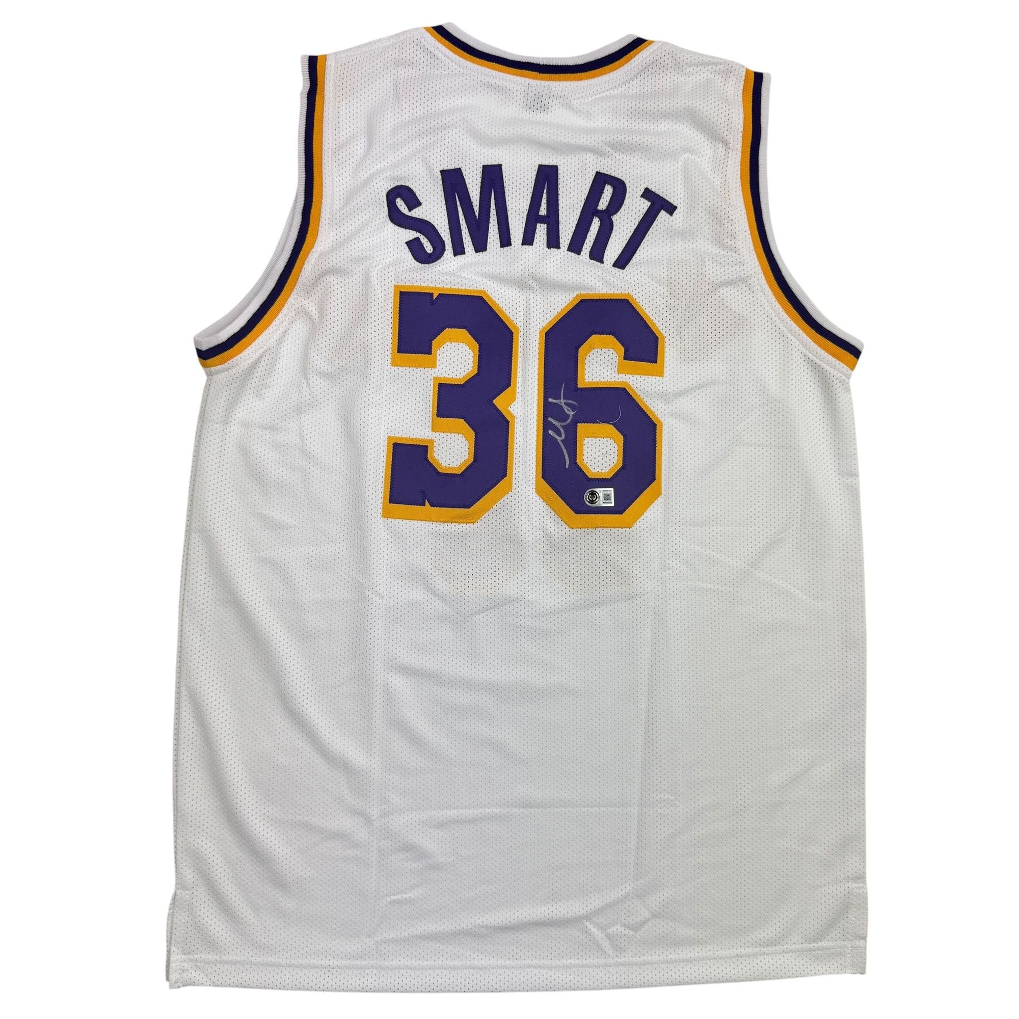Autographed/Signed Marcus Smart Los Angeles White Basketball Jersey Beckett BAS COA