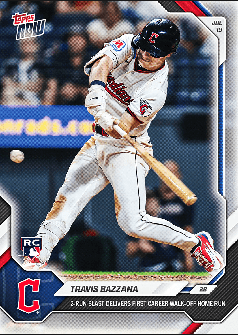 2026 Topps Now Travis Bazzana #462 2 Run Blast Delivers First Career Walk Off Home Run Cleveland Guardians Rookie RC Baseball Card