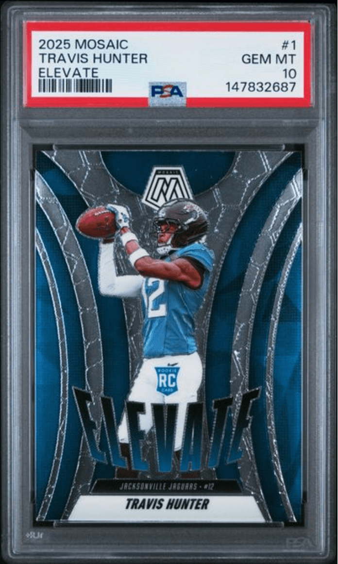 Graded 2025 Panini Mosaic Travis Hunter #1 Elevate Rookie RC Football Card PSA 10 Gem Mint