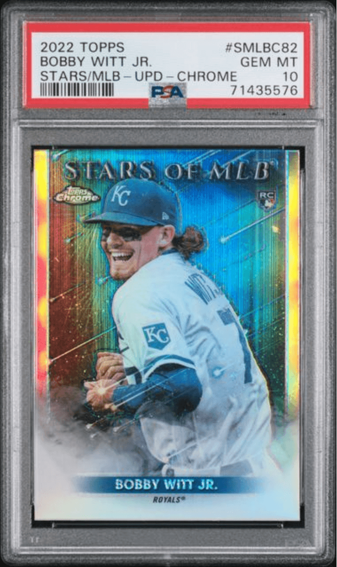 Graded 2022 Topps Bobby Witt Jr #SMLBC82 Stars of MLB Update Chrome Rookie RC Baseball Card PSA 10 Gem Mint