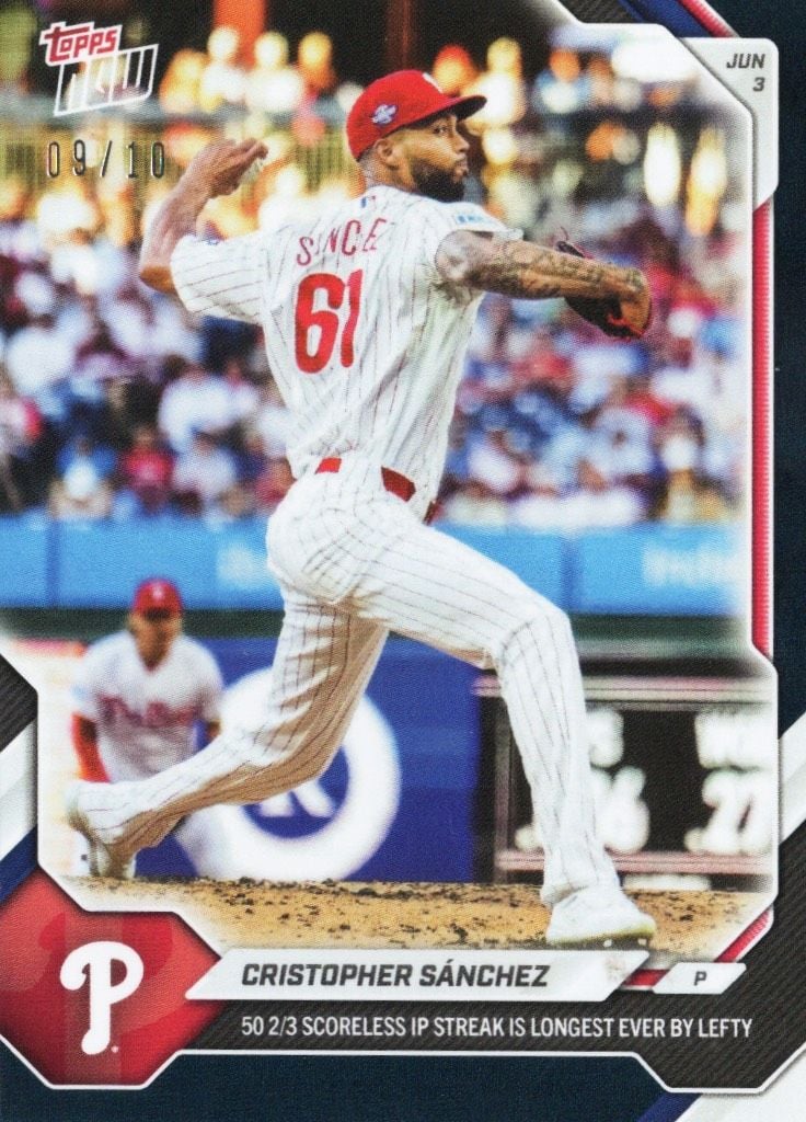 2026 Topps Now Cristopher Sanchez #283 Black Foil /10 Philadelphia Phillies Baseball Card