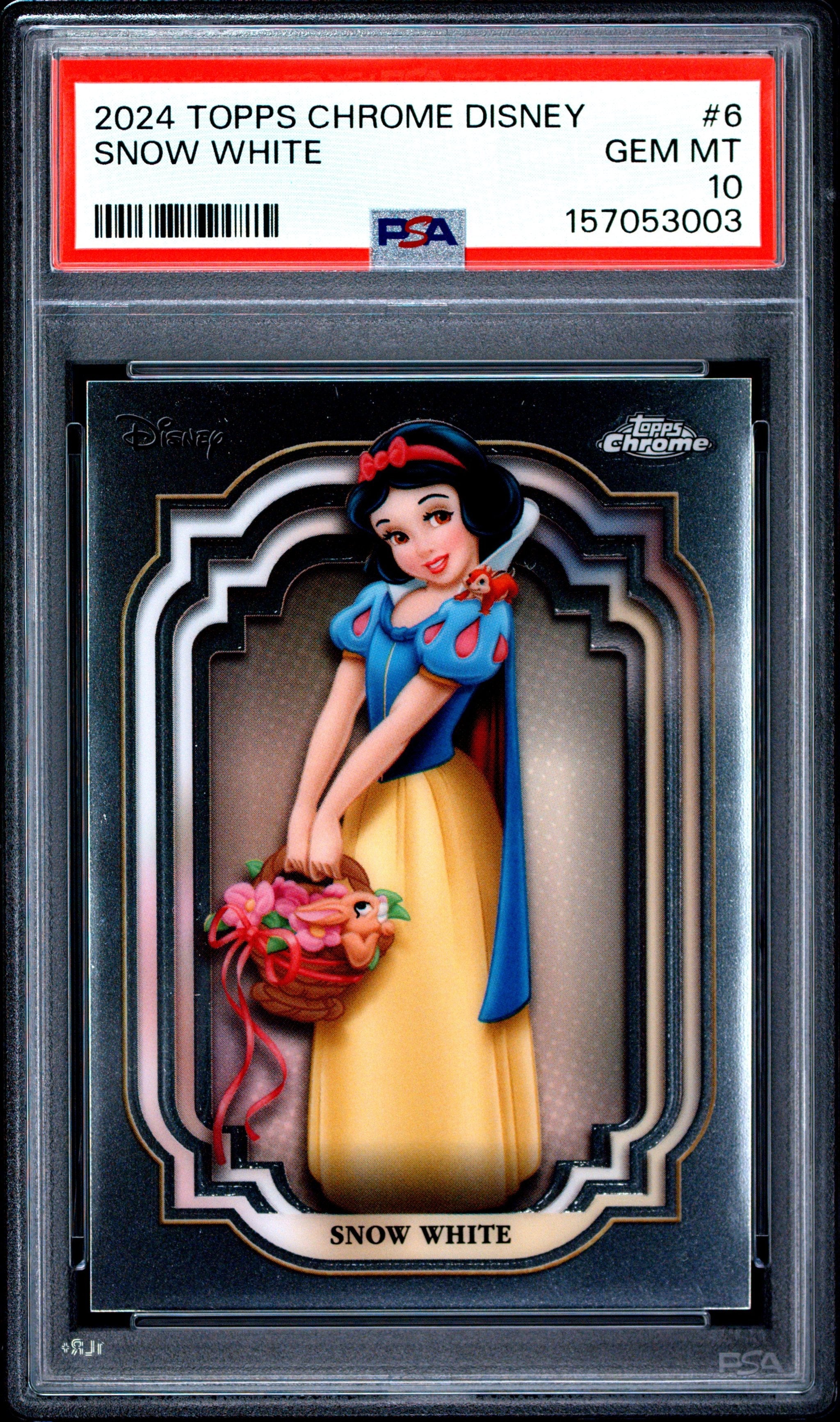 Graded 2024 Topps Chrome Disney Snow White #6 and the Seven Dwarfs Trading Card PSA 10 Gem Mint