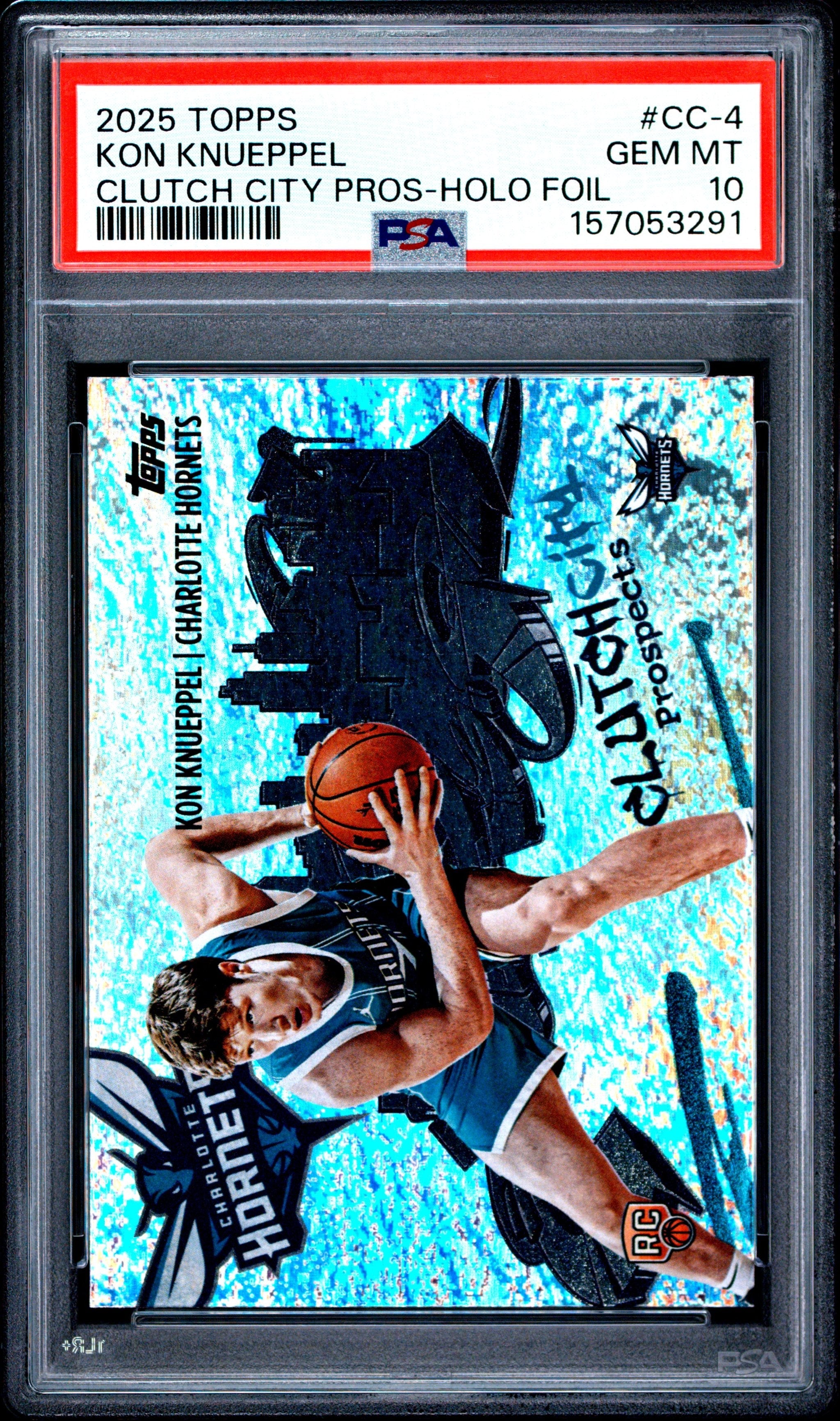 Graded 2025 Topps Kon Knueppel #CC4 Clutch City Prospects Holo Foil Rookie RC Basketball Card PSA 10 Gem Mint