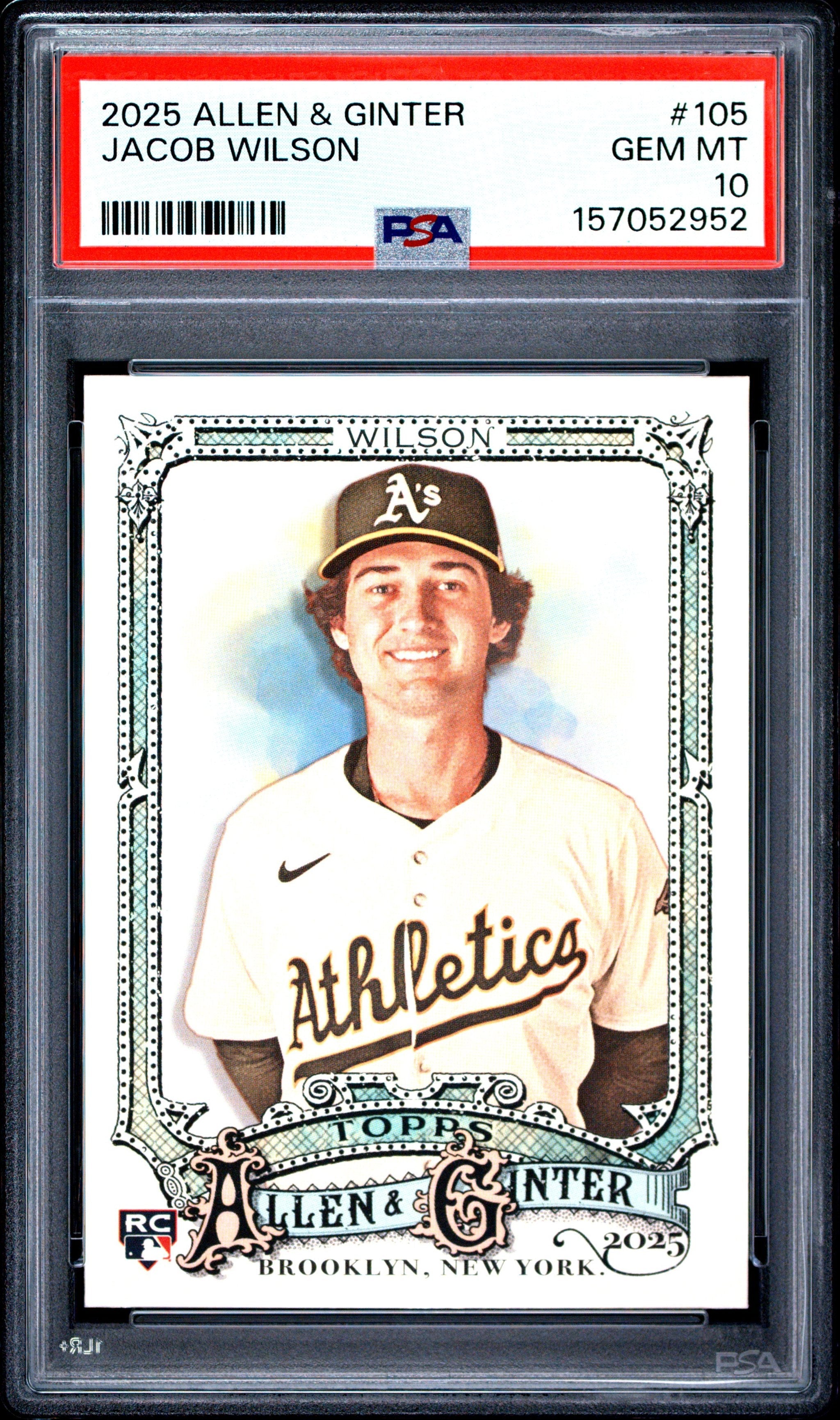 Graded 2025 Topps Allen & Ginter Jacob Wilson #105 Rookie RC Baseball Card PSA 10 Gem Mint