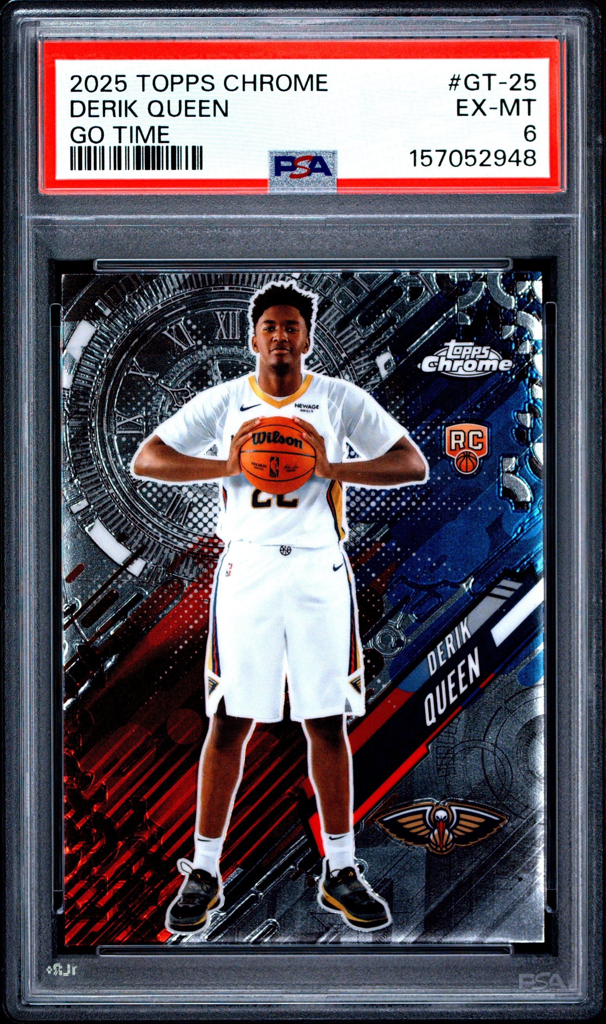 Graded 2025 Topps Chrome Derik Queen #GT-25 Go Time Rookie RC Basketball Card PSA 6 Excellent