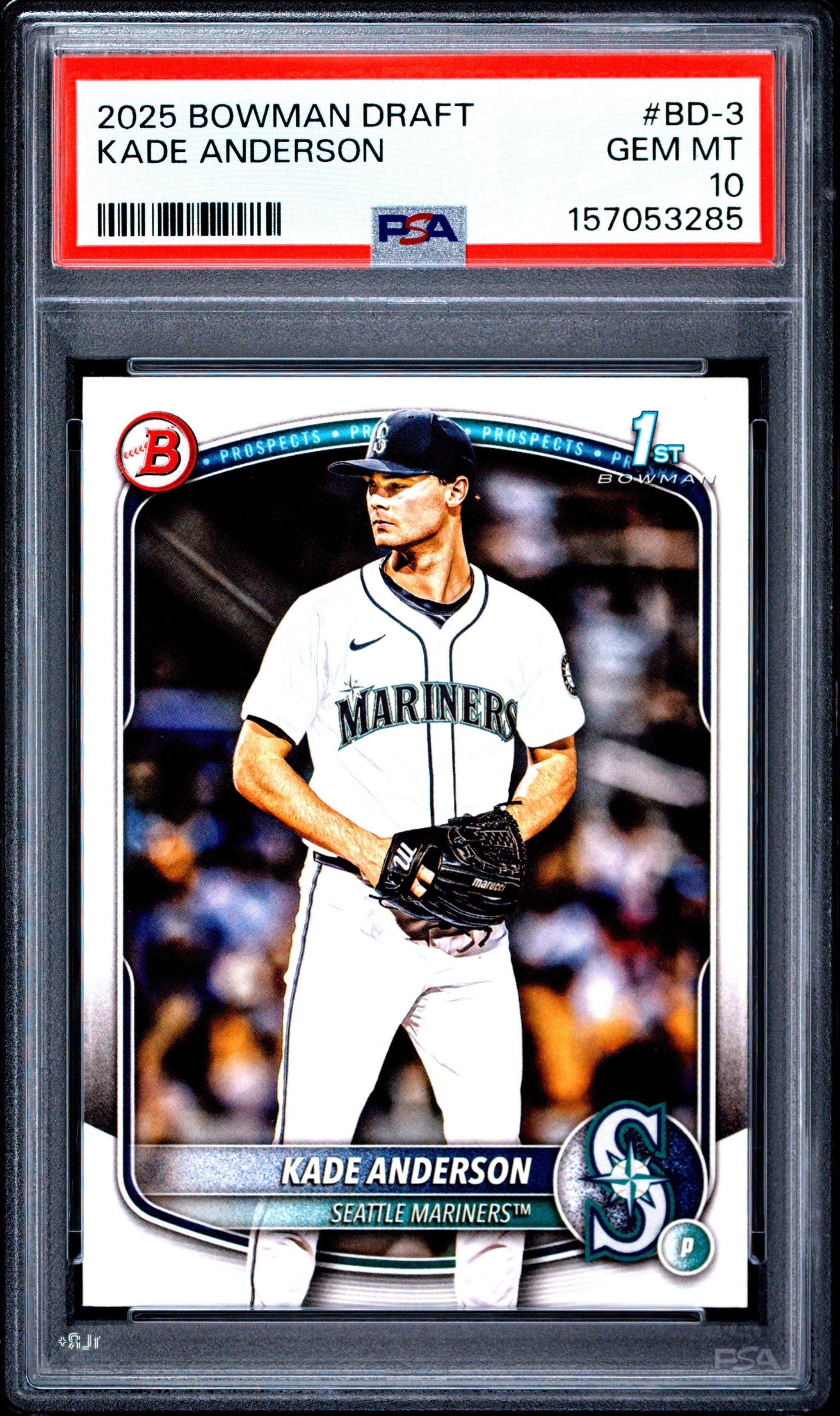 Graded 2025 Topps Bowman Draft Kade Anderson #BD3 Rookie RC Baseball Card PSA 10 Gem Mint