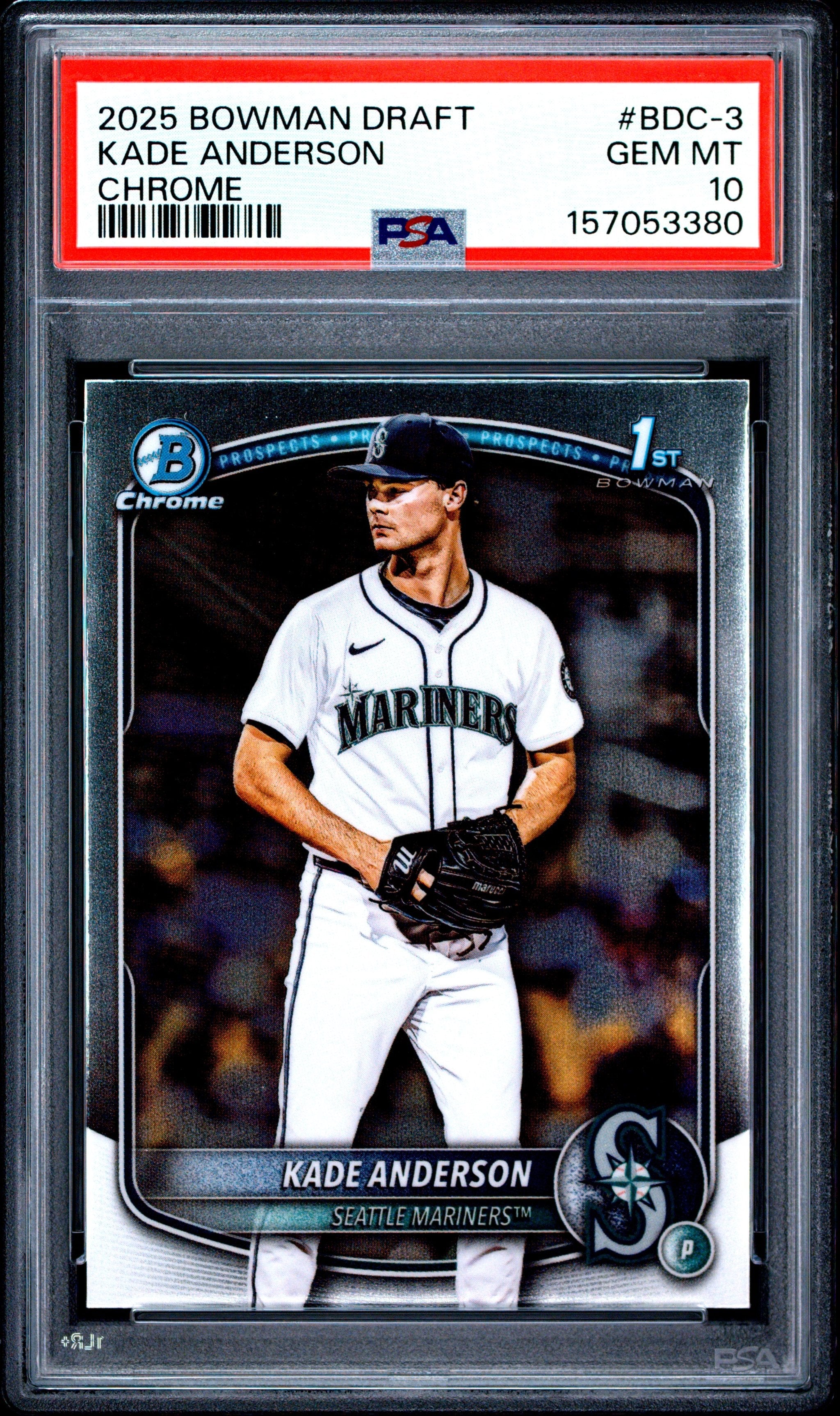 Graded 2025 Topps Bowman Draft Kade Anderson #BDC3 Chrome Rookie RC Baseball Card PSA 10 Gem Mint