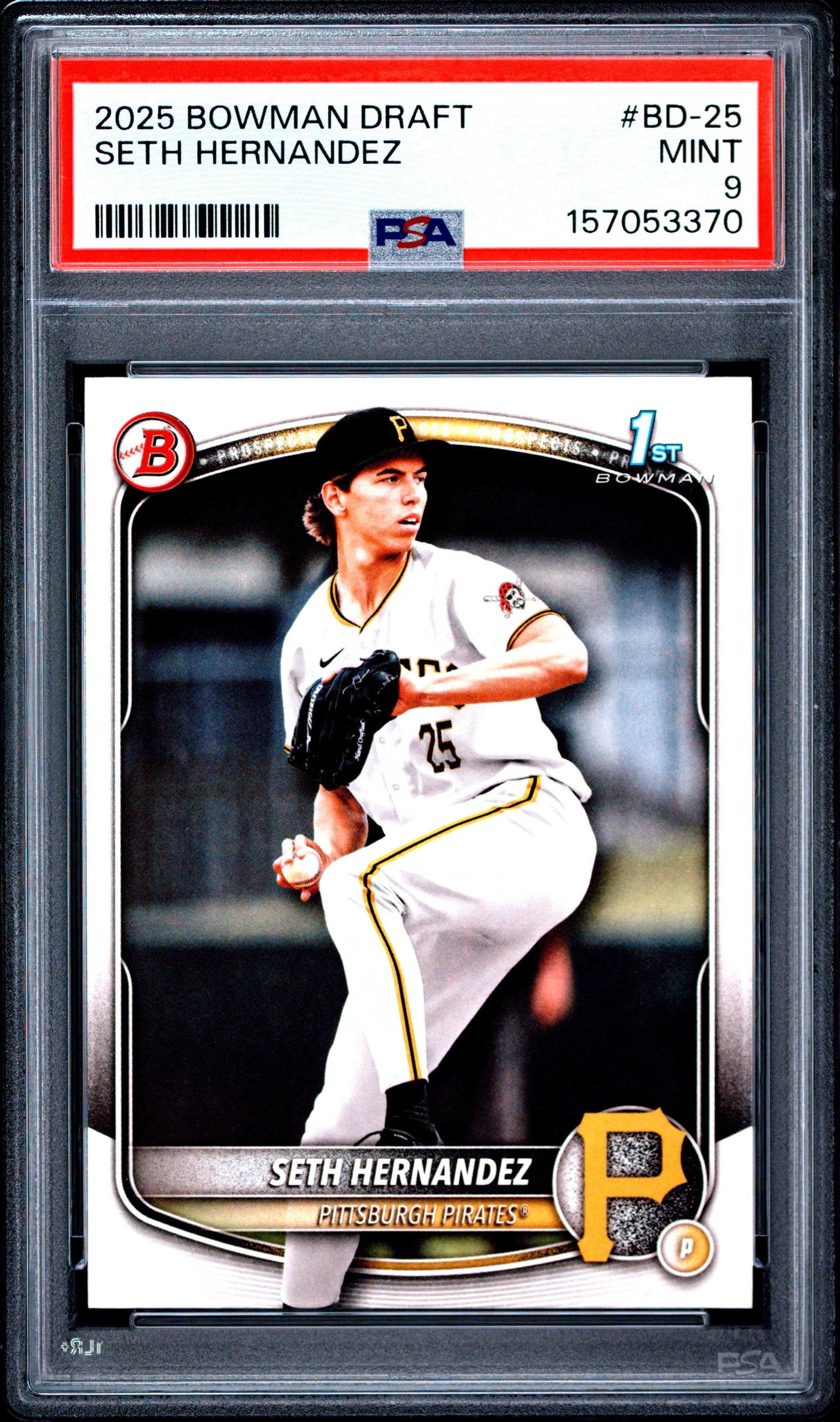 Graded 2025 Topps Bowman Draft Seth Hernandez #BD25 Rookie RC Baseball Card PSA 9 Mint
