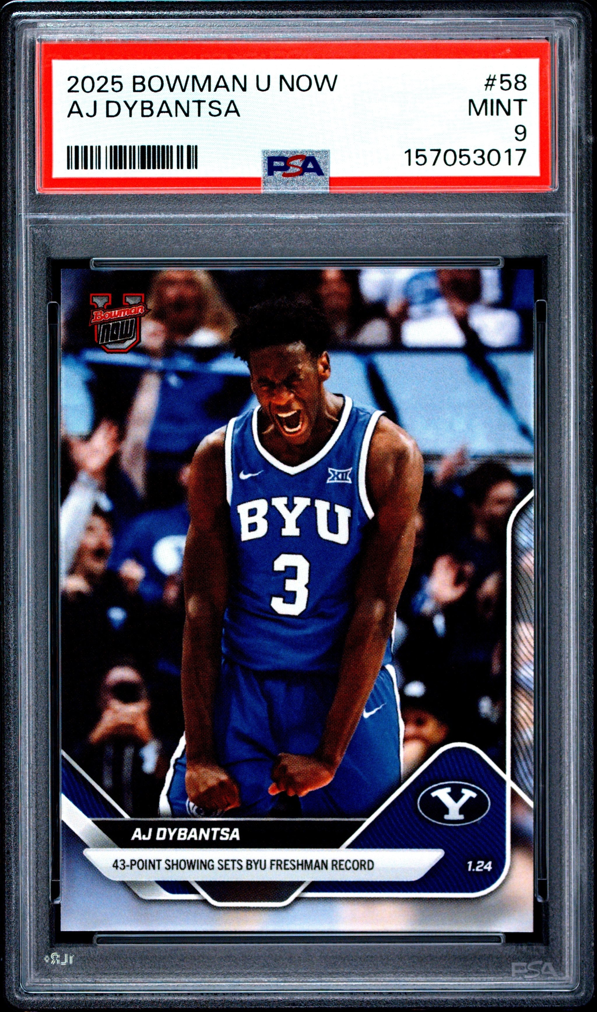 Graded 2025 Topps Bowman U Now AJ Dybantsa #58 Rookie RC Basketball Card PSA 9 Mint