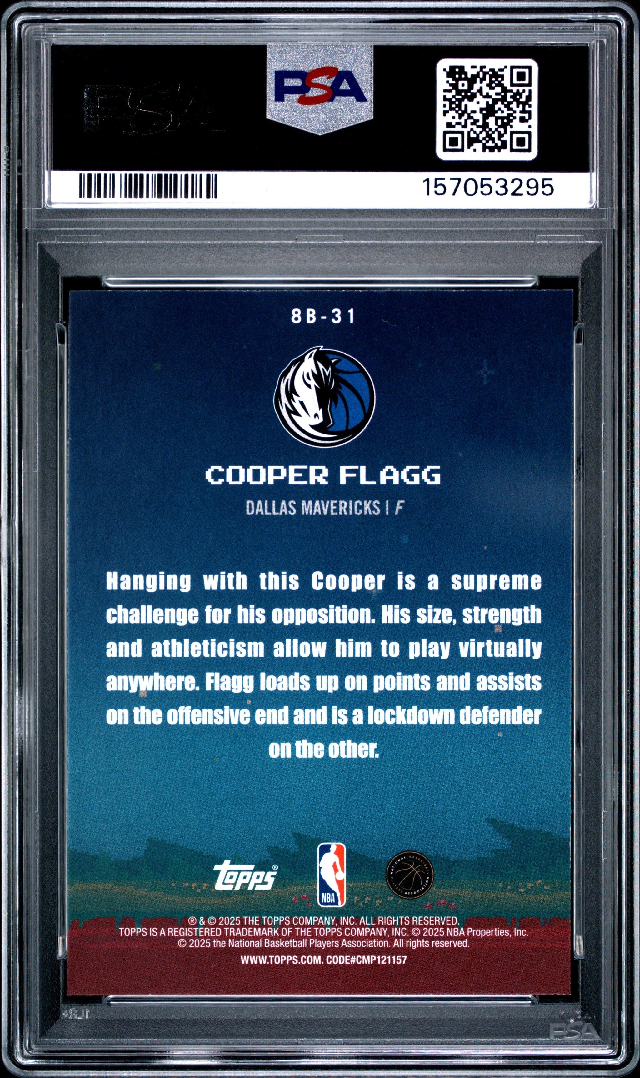Graded 2025 Topps Cooper Flagg #8B-31 8-Bit Ballers Rookie RC Basketball Card PSA 8 Near Mint